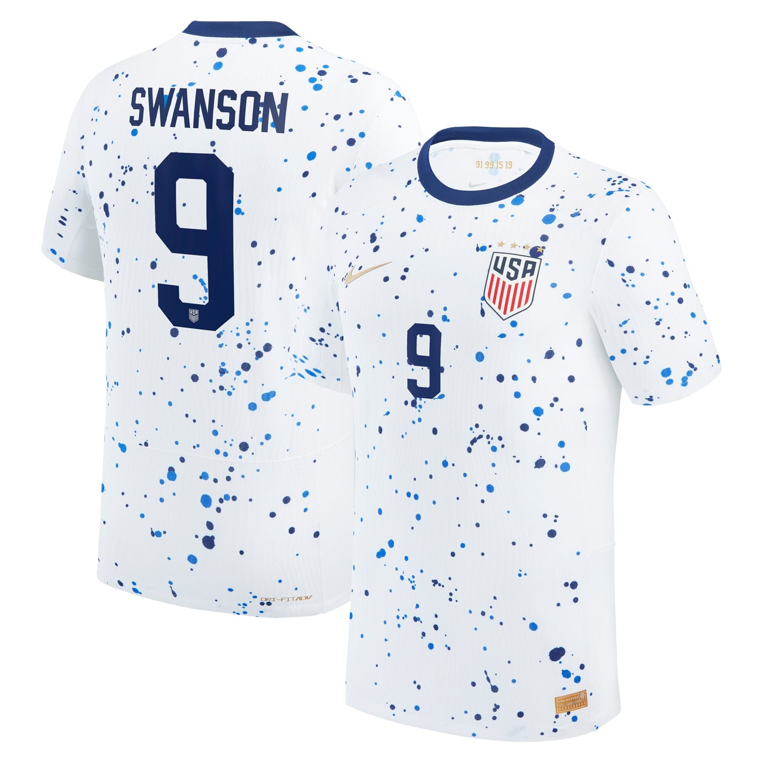 USWNT Home Authentic Jersey Shirt White 2023 player Mallory Swanson printing for Men
