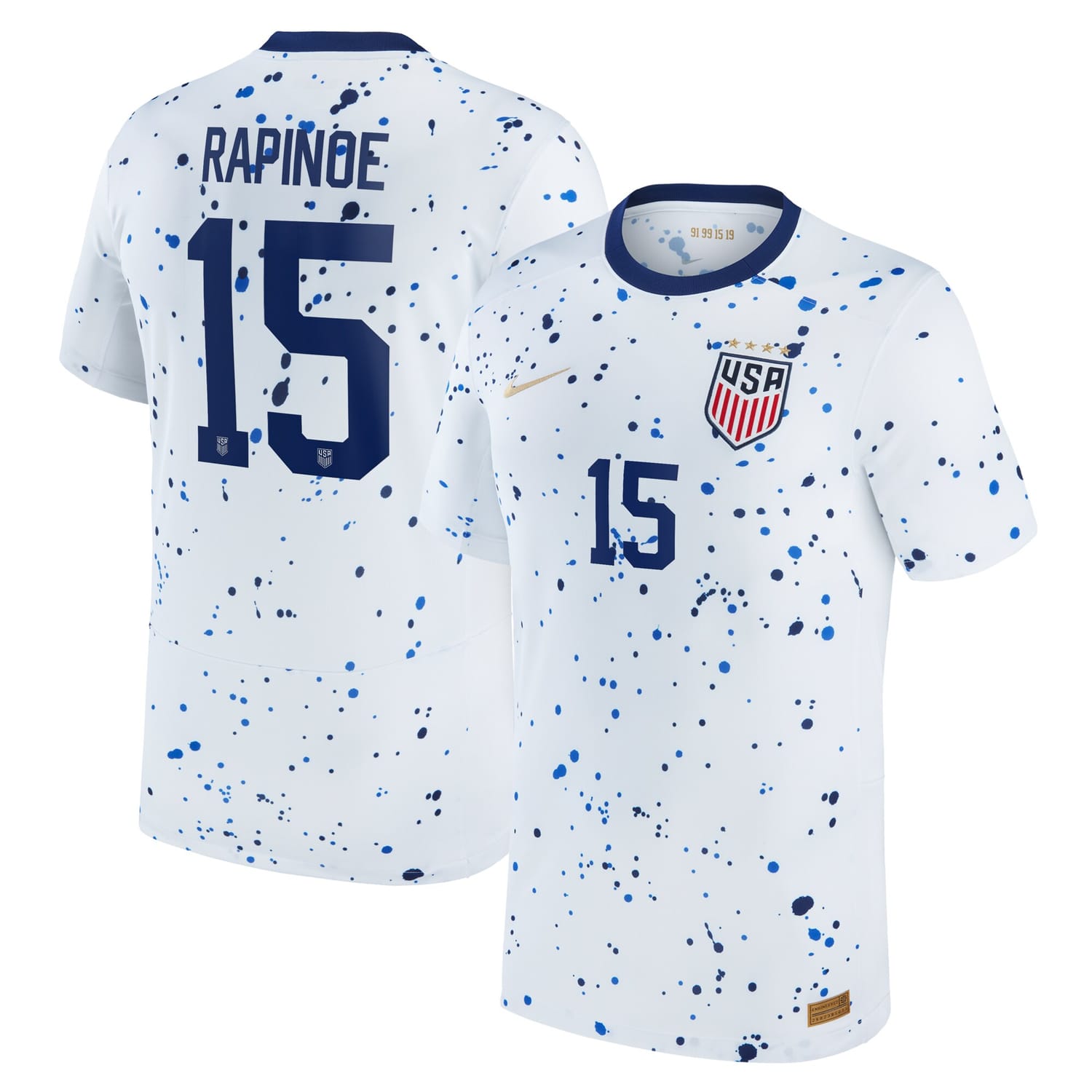 USWNT Home Jersey Shirt White 2023 player Megan Rapinoe printing for Men