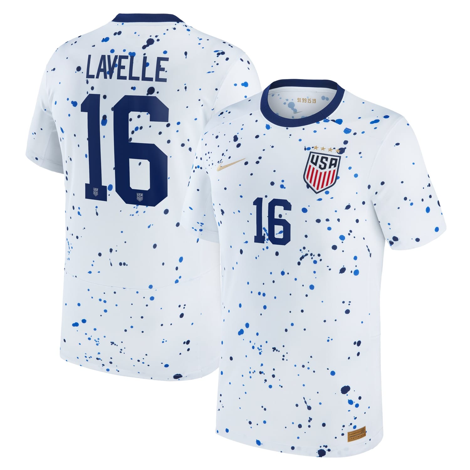 USWNT Home Jersey Shirt White 2023 player Rose Lavelle printing for Men