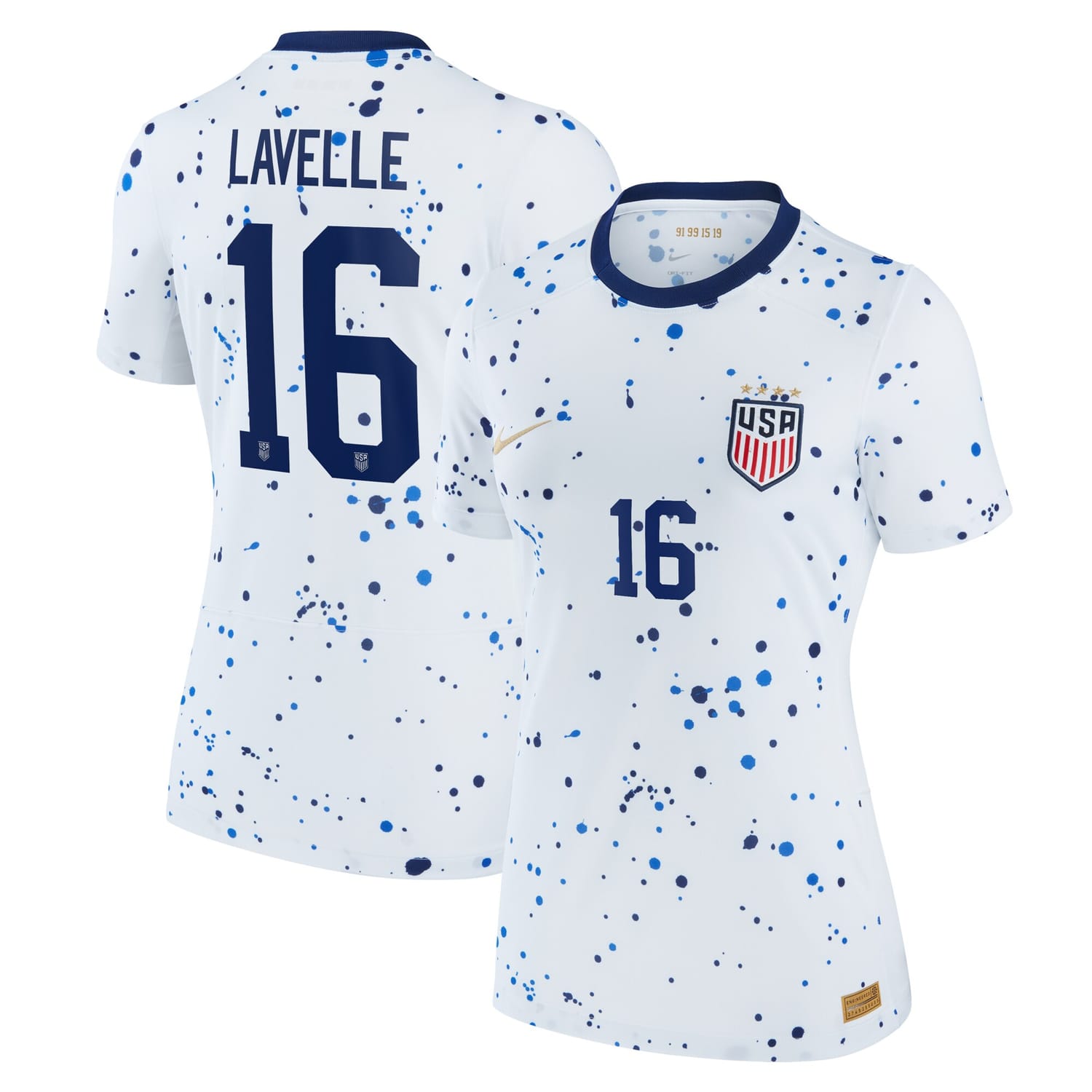 USWNT Home Jersey Shirt White 2023 player Rose Lavelle printing for Women