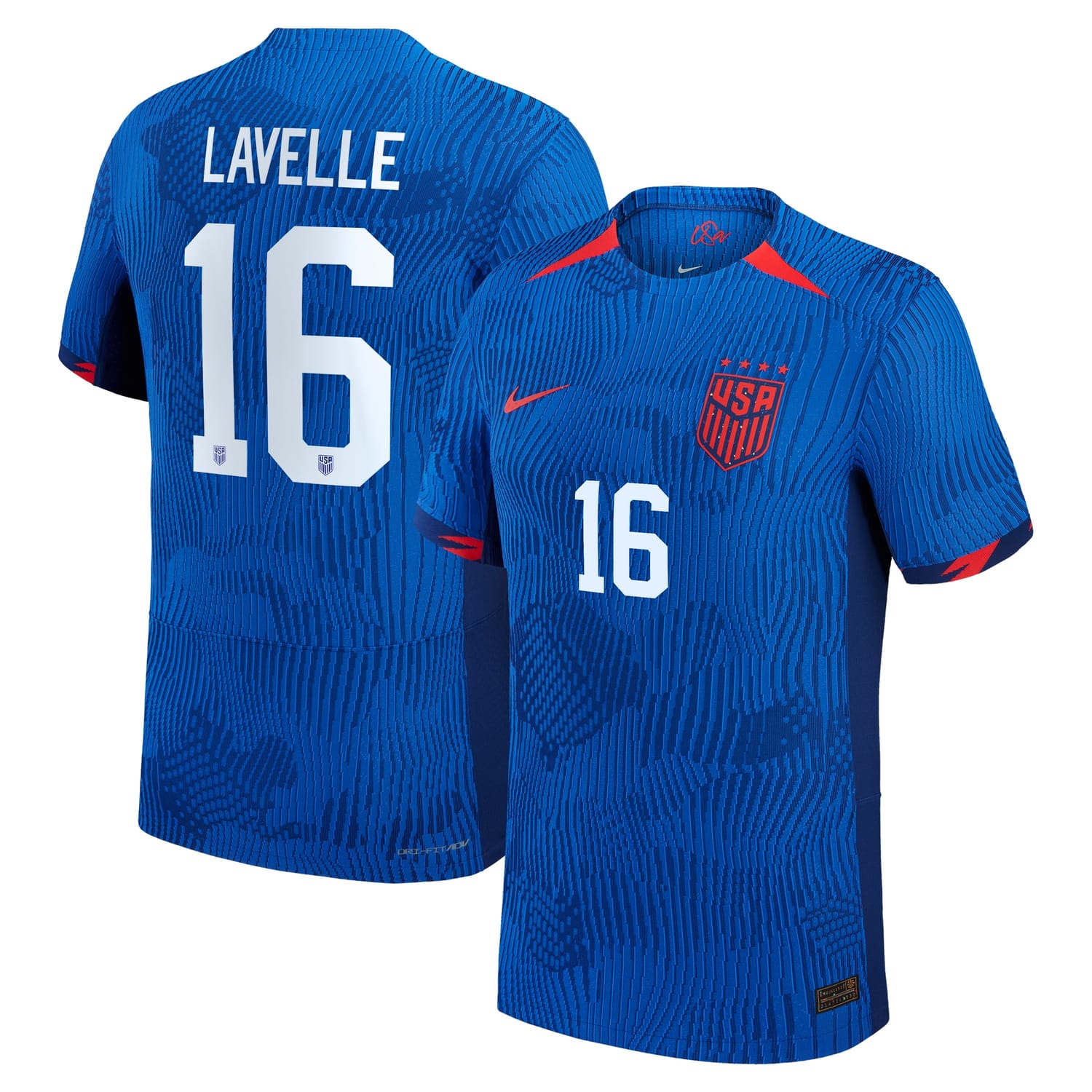 USWNT Away Authentic Jersey Shirt Royal 2023 player Rose Lavelle printing for Men