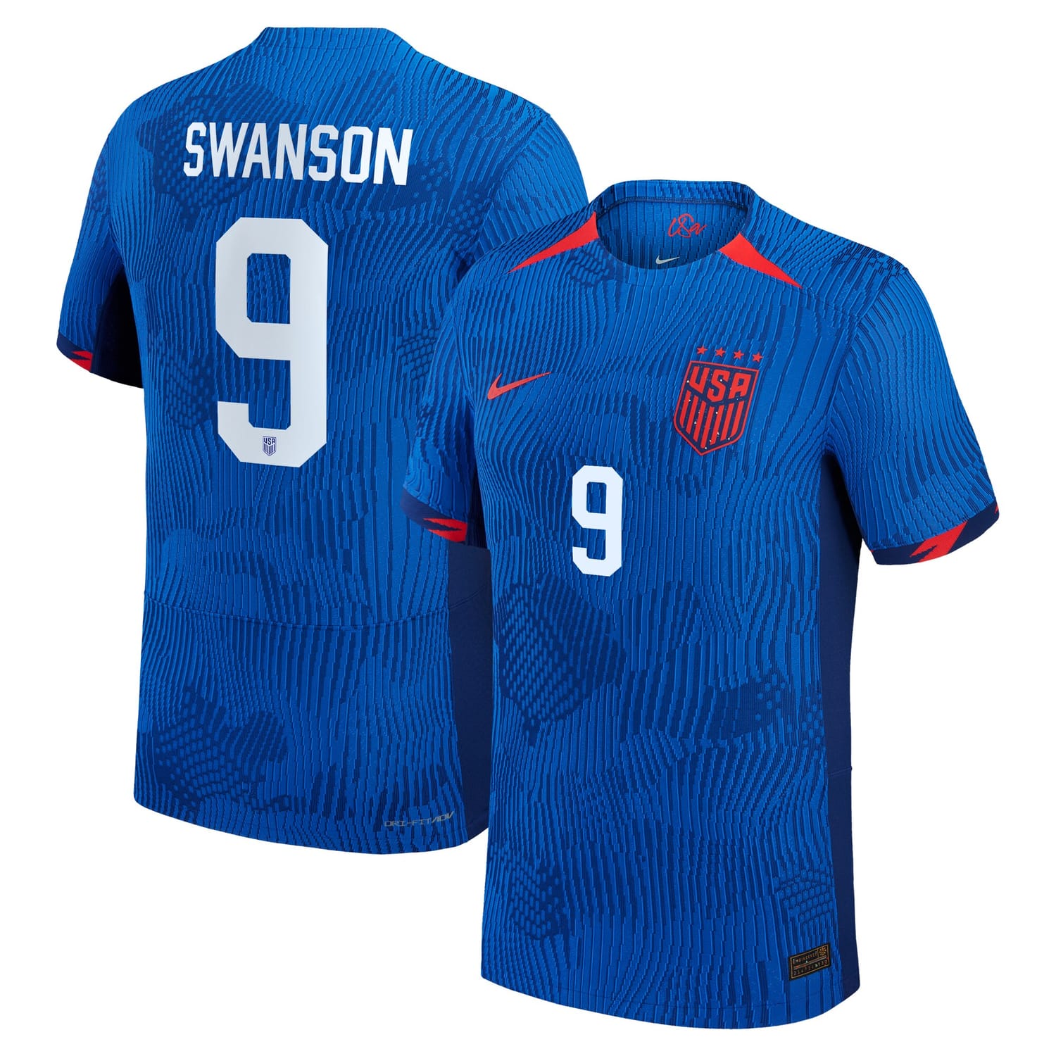 USWNT Away Authentic Jersey Shirt Royal 2023 player Mallory Swanson printing for Men