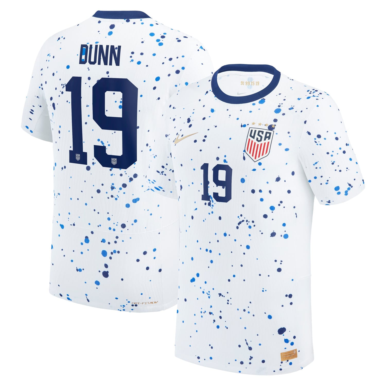 USWNT Home Authentic Jersey Shirt White 2023 player Crystal Dunn printing for Men