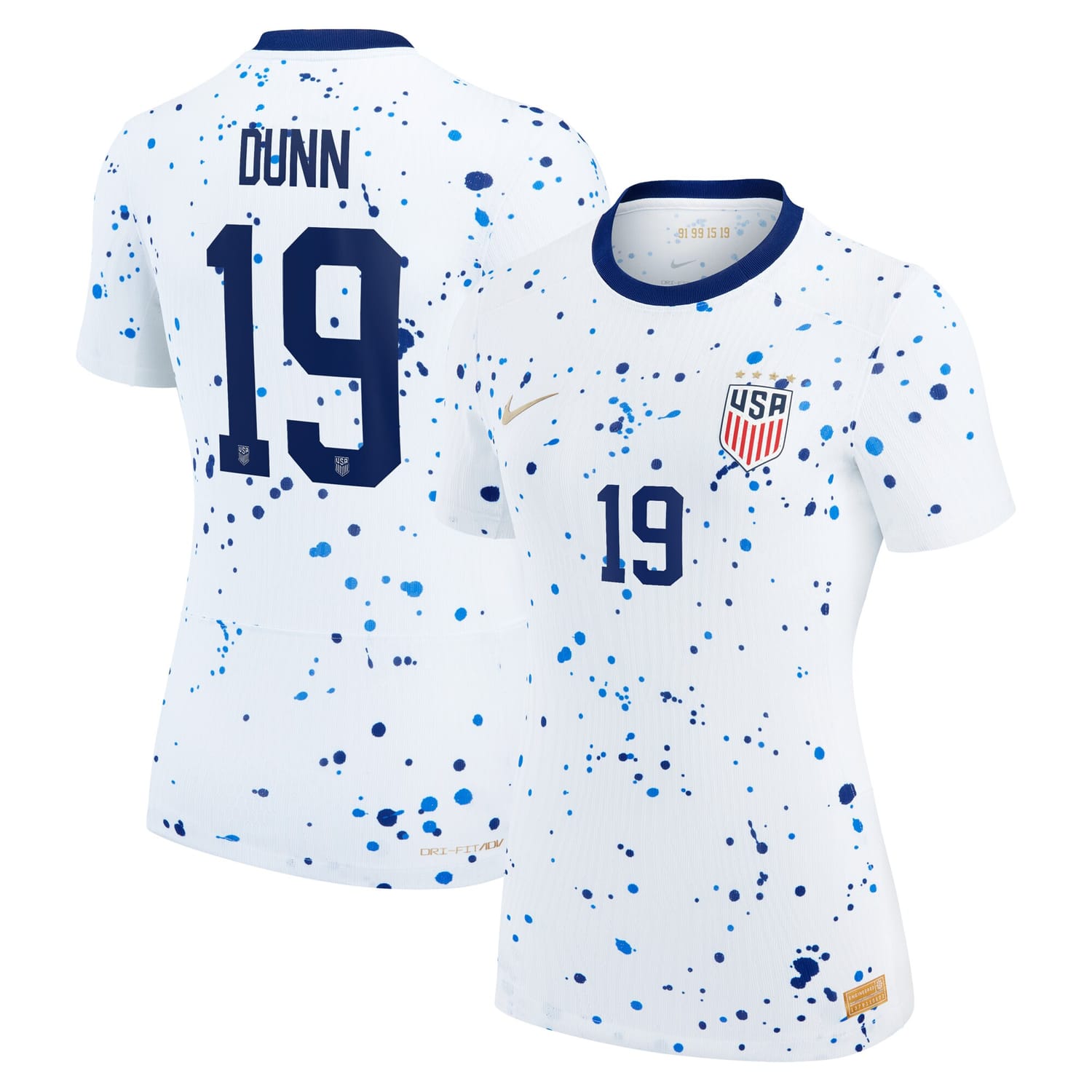 USWNT Home Authentic Jersey Shirt White 2023 player Crystal Dunn printing for Women