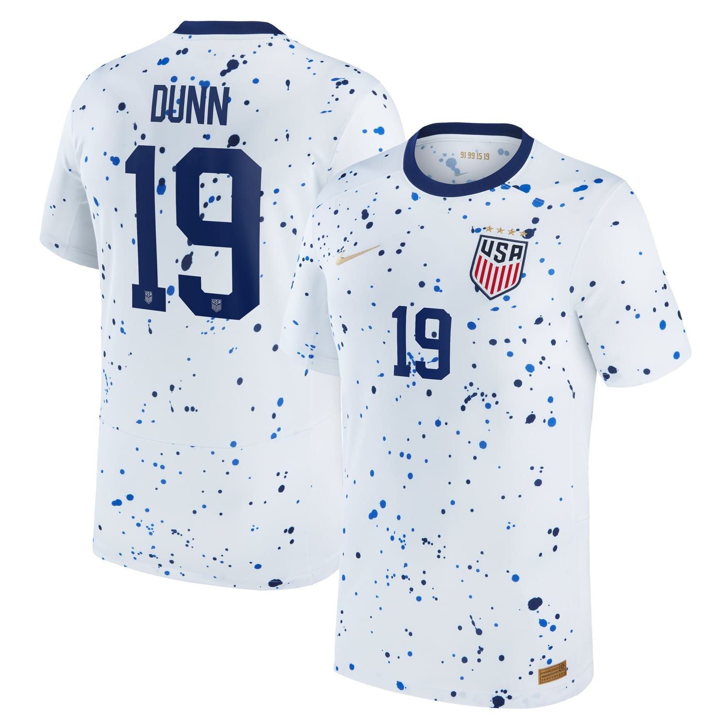 USWNT Home Jersey Shirt White 2023 player Crystal Dunn printing for Men