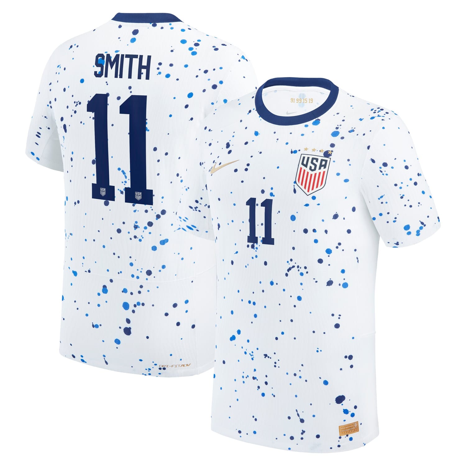 USWNT Home Authentic Jersey Shirt White 2023 player Sophia Smith printing for Men