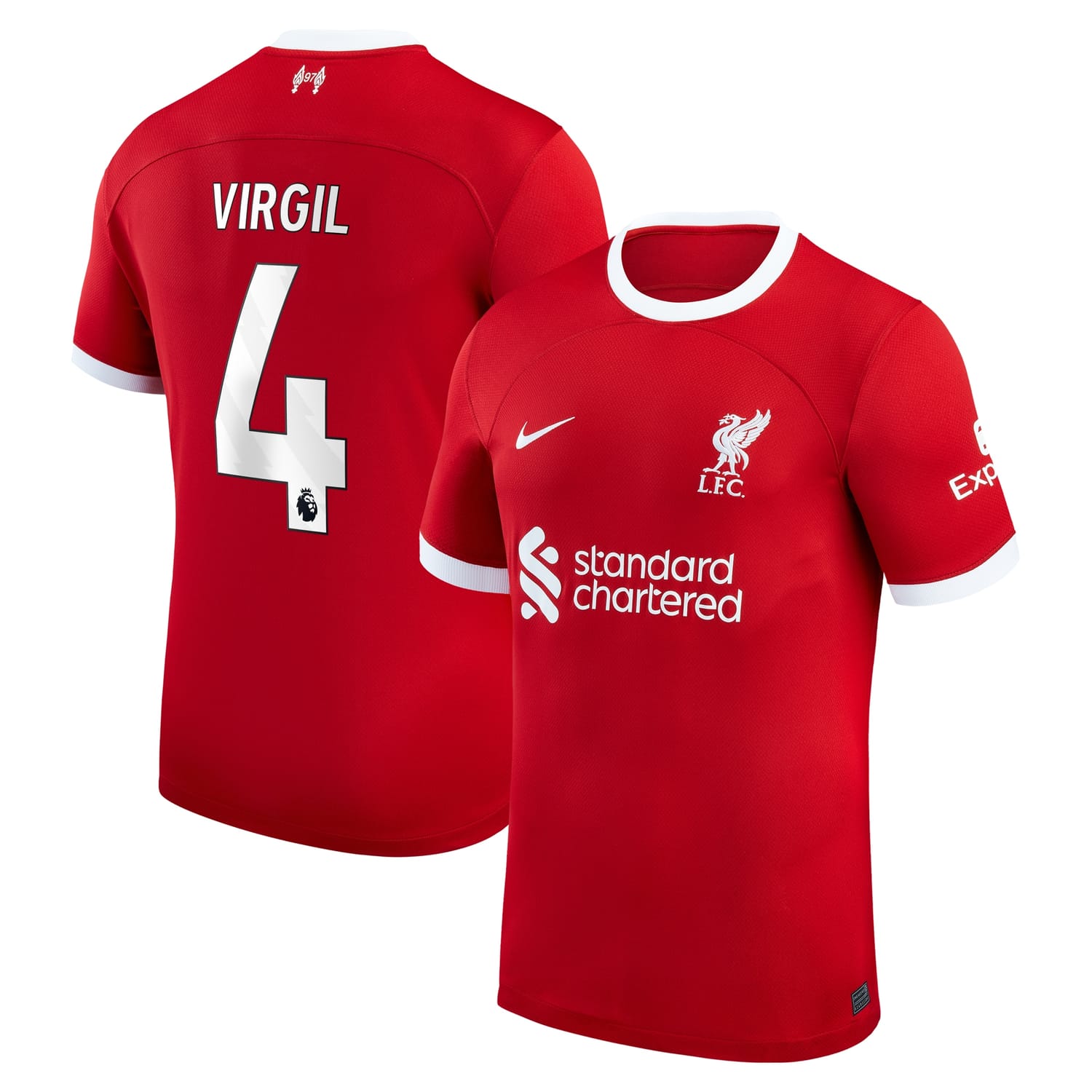 Premier League Liverpool Home Jersey Shirt Red 2023-24 player Virgil van Dijk printing for Men