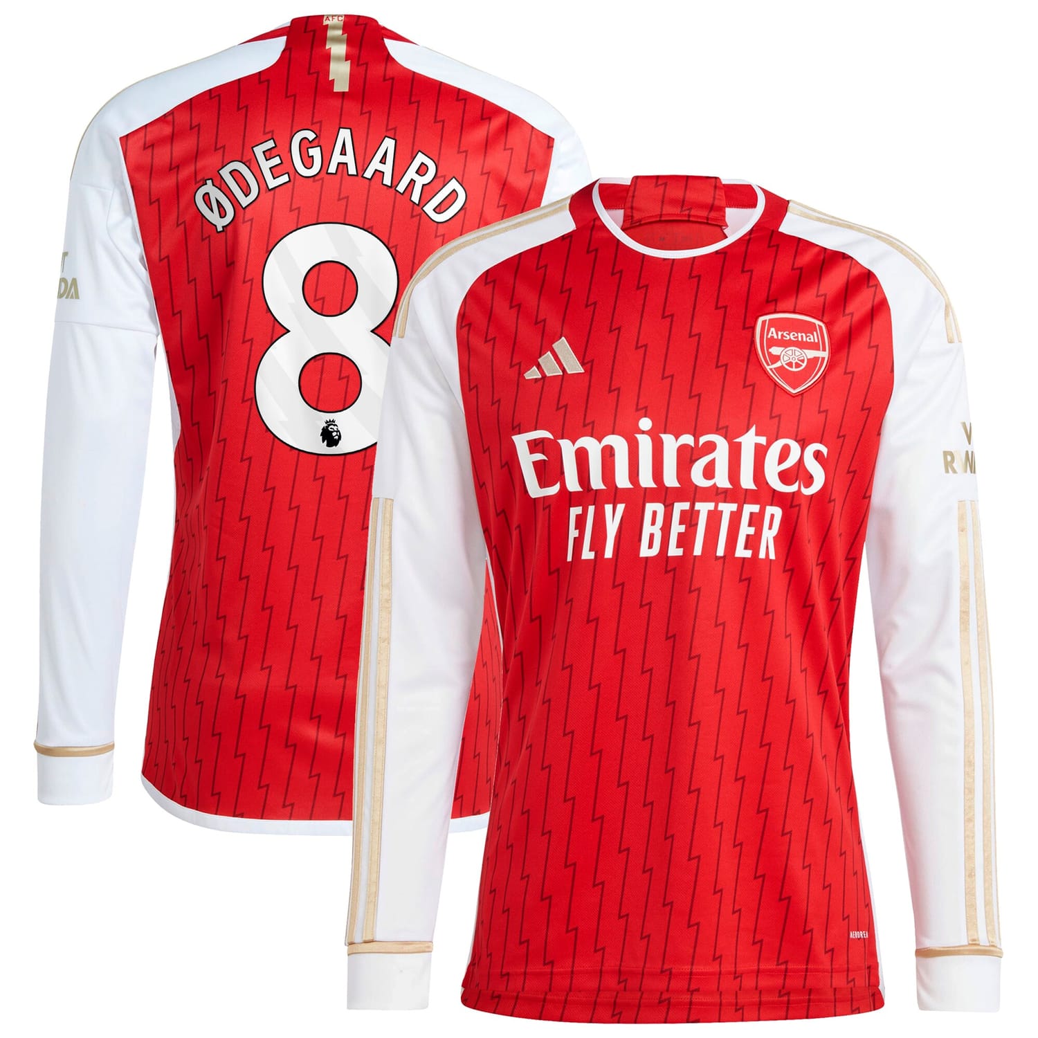 Premier League Arsenal Home Jersey Shirt Long Sleeve Red 2023-24 player Martin Odegaard printing for Men