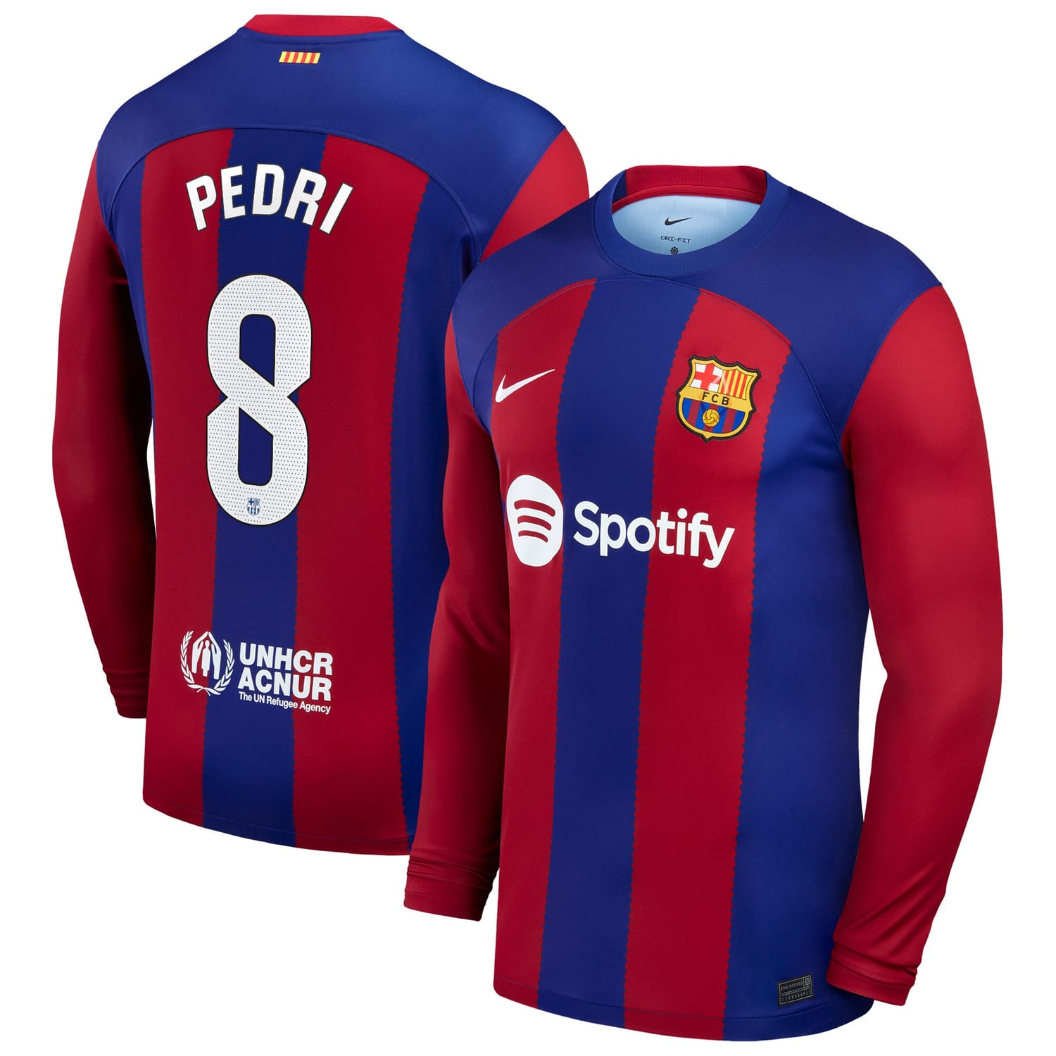 La Liga Barcelona Home Jersey Shirt Long Sleeve Royal 2023-24 player Pedri printing for Men