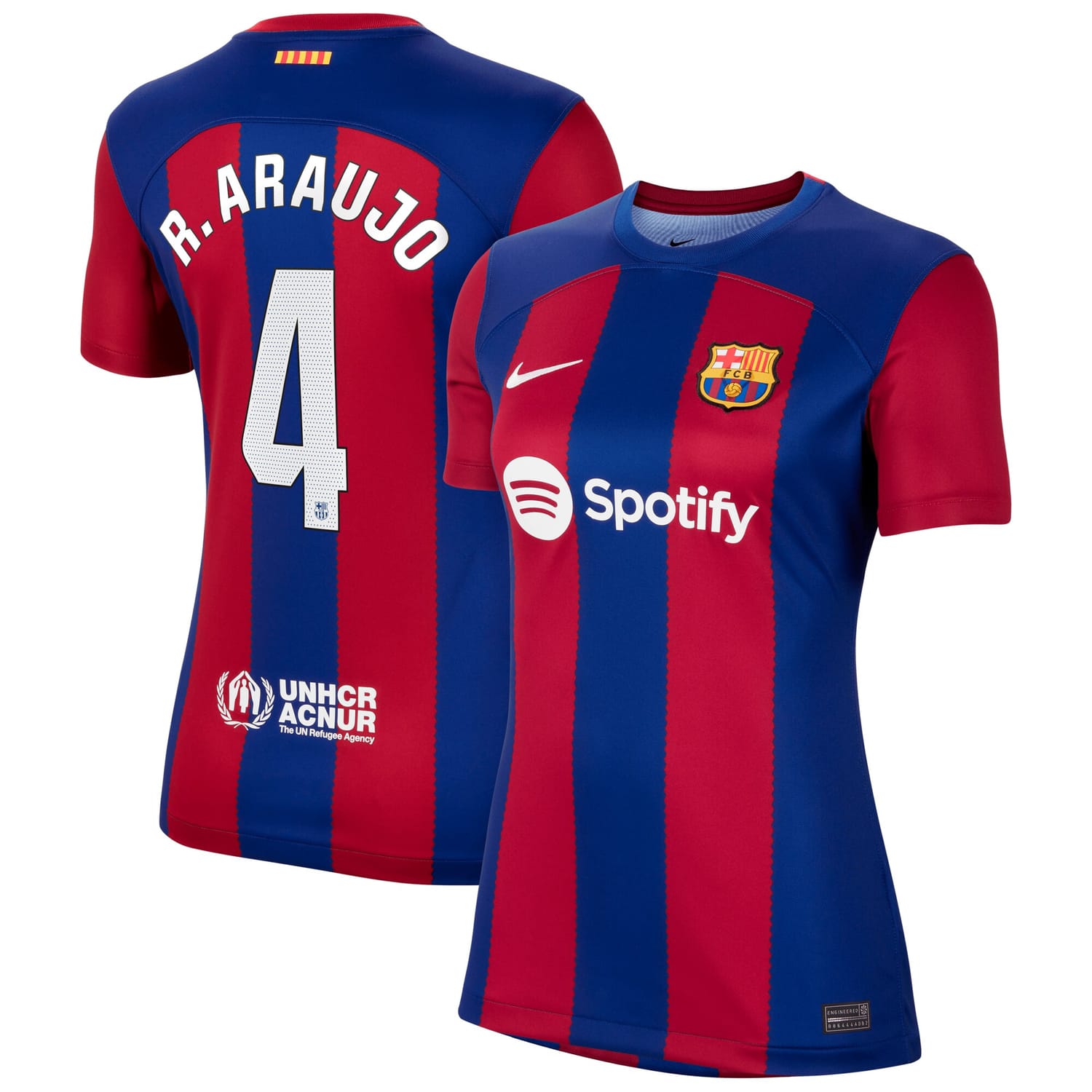La Liga Barcelona Home Jersey Shirt Royal 2023-24 player Ronald Araujo printing for Women