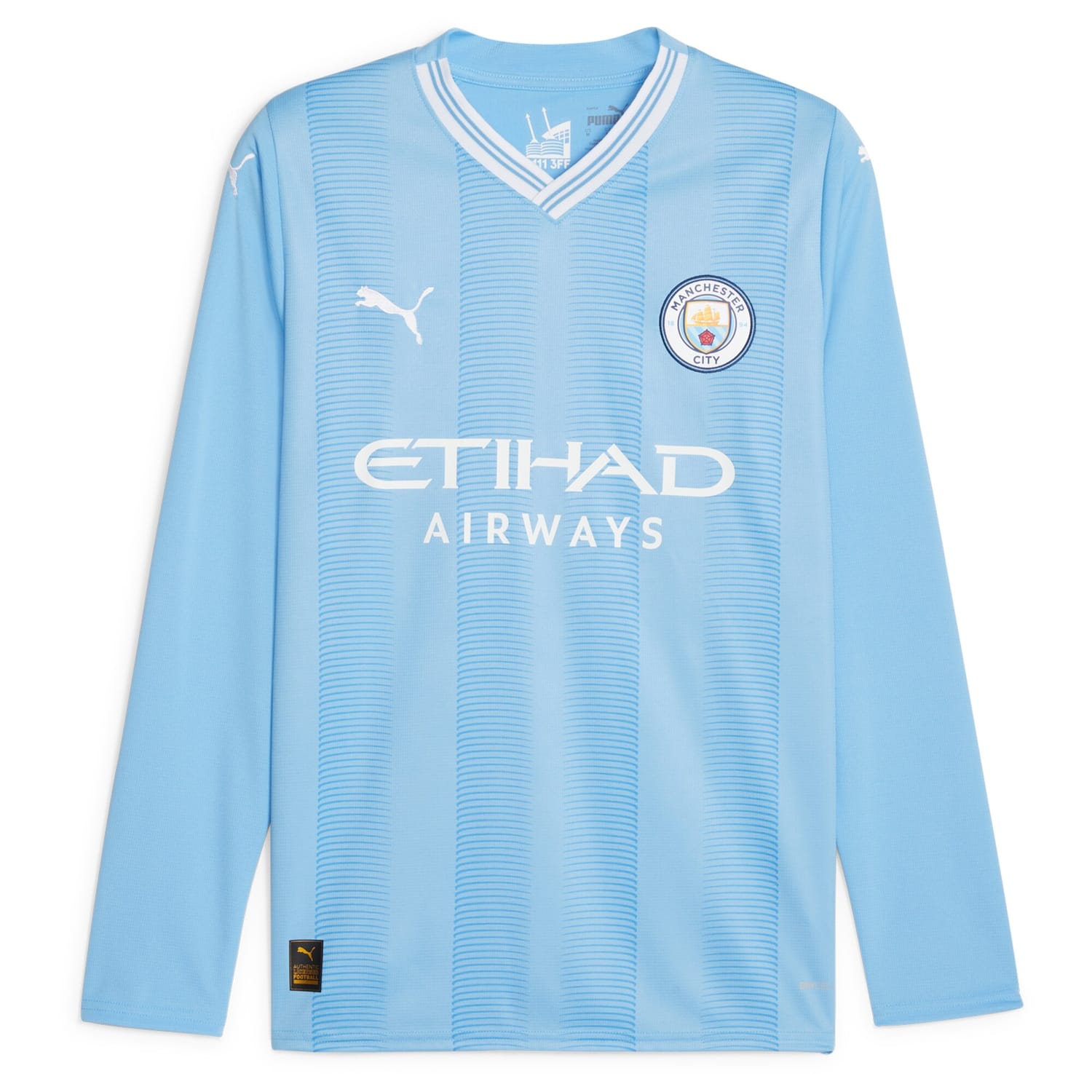 Premier League Manchester City Home Jersey Shirt Long Sleeve Sky Blue 2023-24 for Men