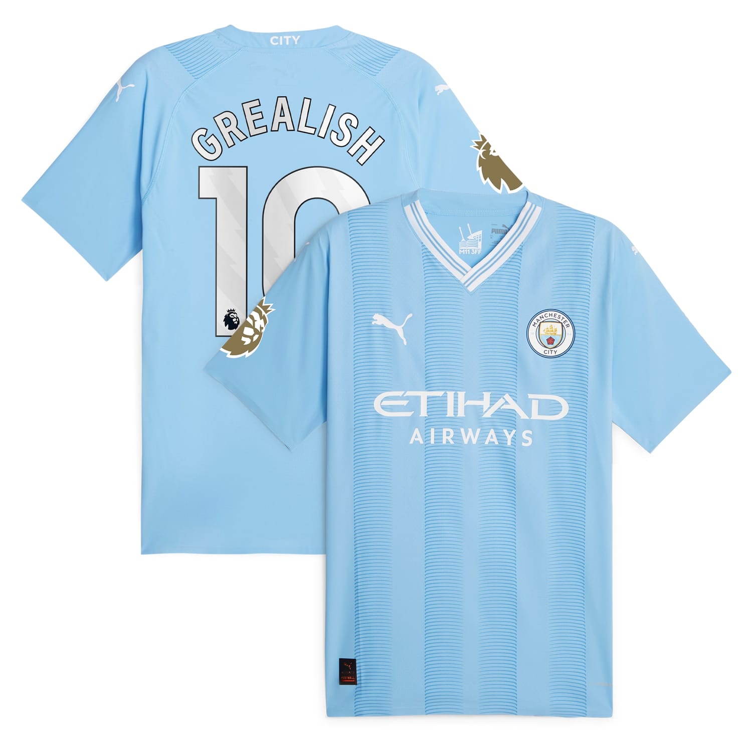 Premier League Manchester City Authentic Jersey Shirt Sky Blue 2023-24 player Jack Grealish printing for Men
