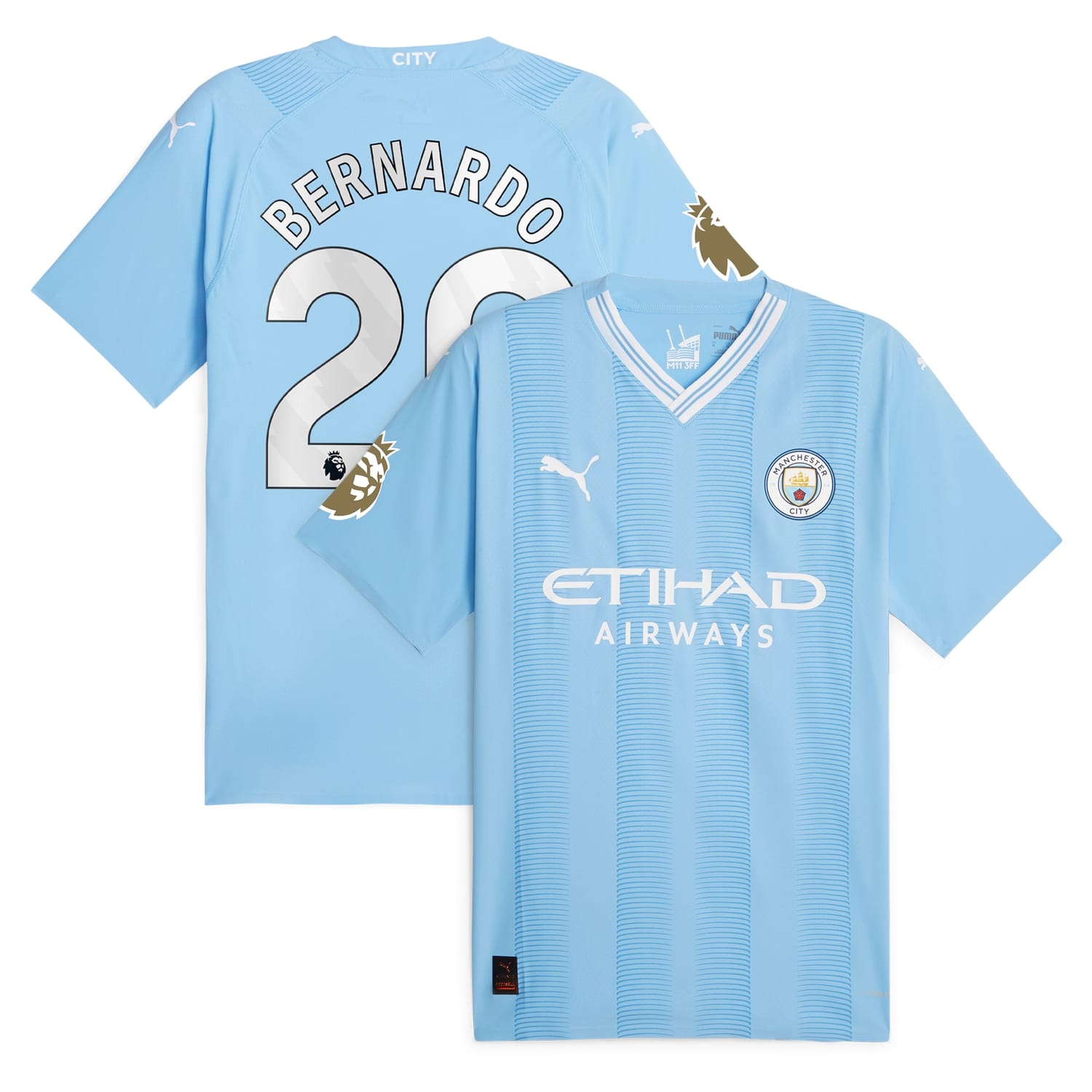 Premier League Manchester City Authentic Jersey Shirt Sky Blue 2023-24 player Bernardo Silva printing for Men