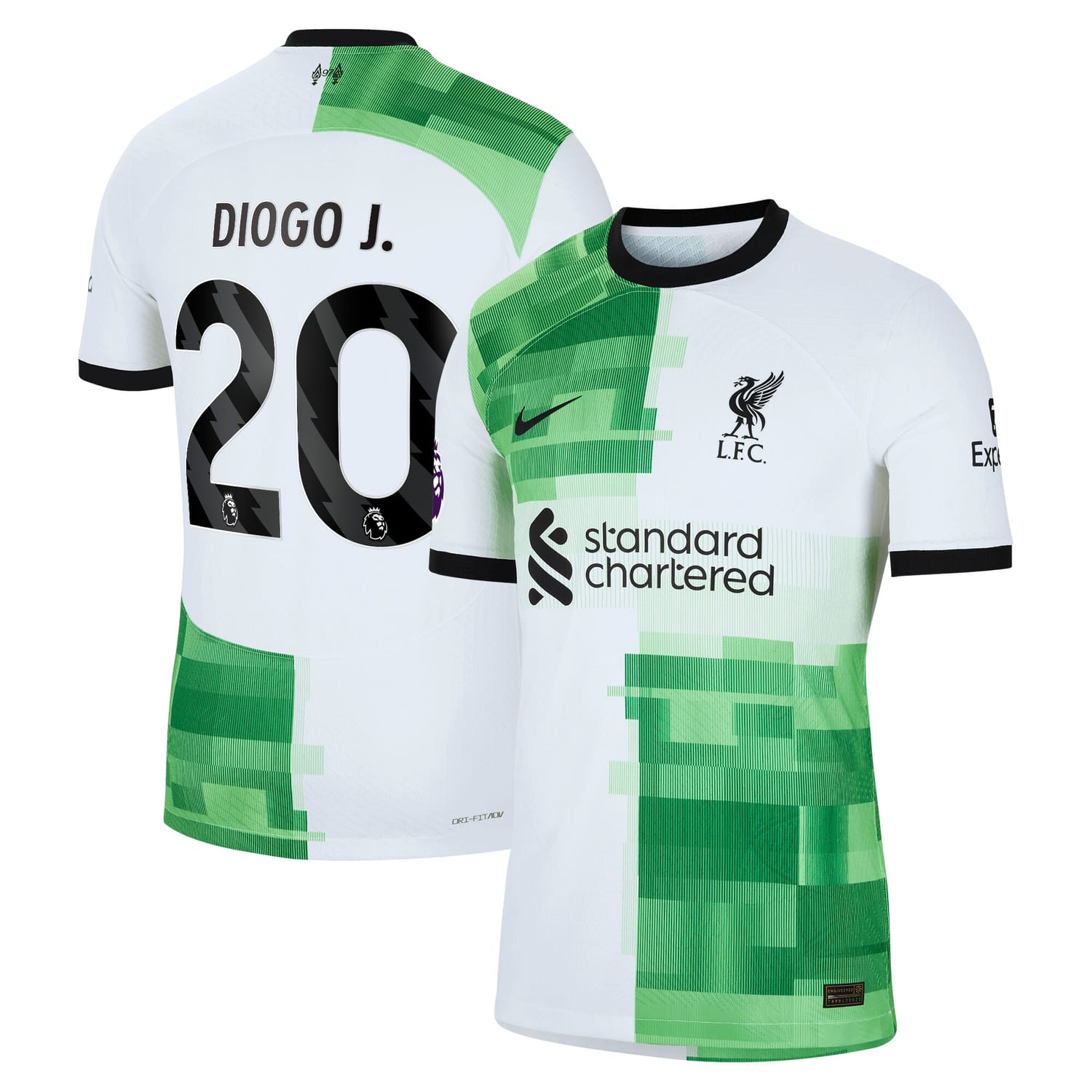 Premier League Liverpool Away Authentic Jersey Shirt White 2023-24 player Diogo Jota printing for Men