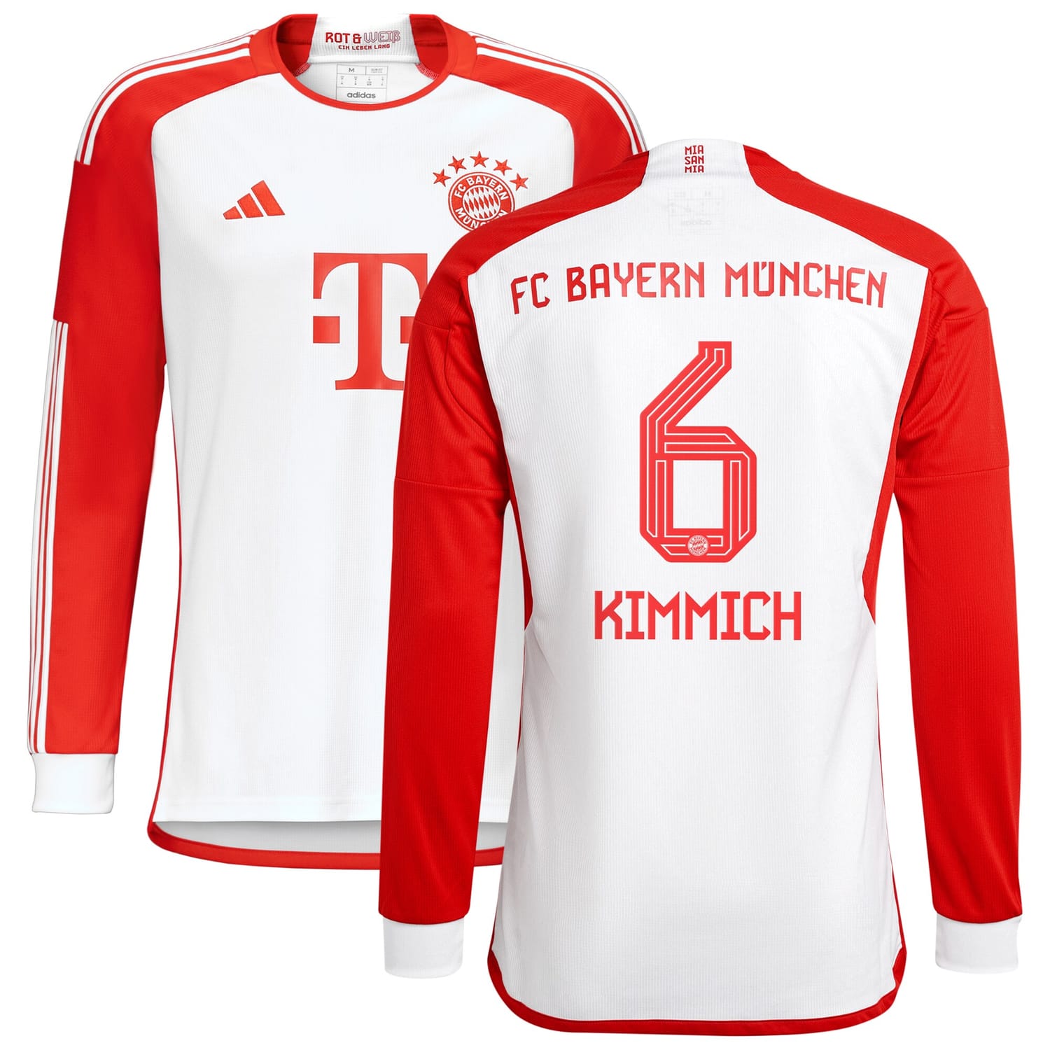 Bundesliga Bayern Munich Home Jersey Shirt Long Sleeve White 2023-24 player Joshua Kimmich printing for Men
