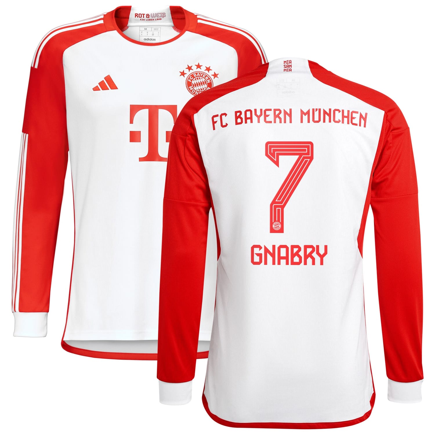 Bundesliga Bayern Munich Home Jersey Shirt Long Sleeve White 2023-24 player Serge Gnabry printing for Men