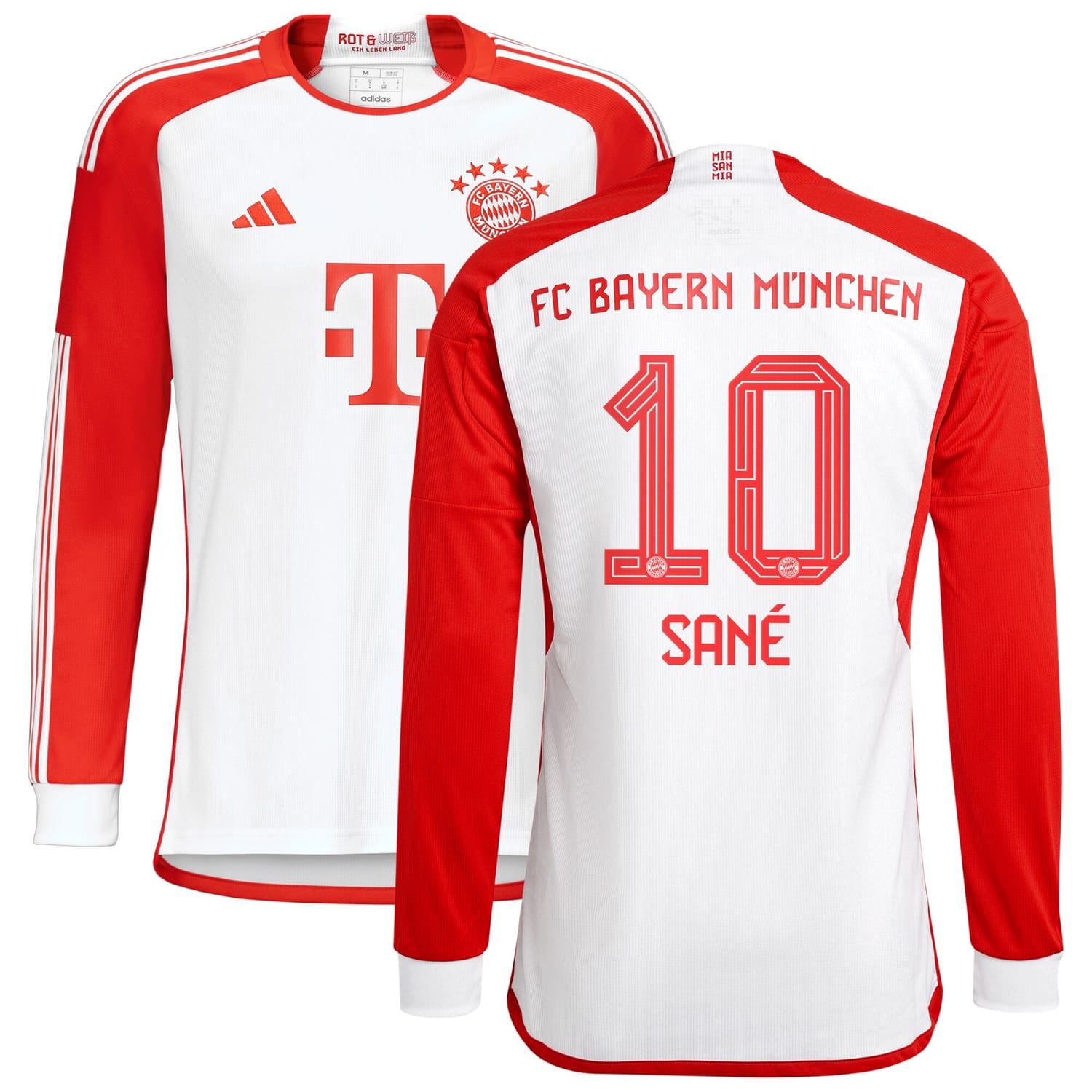 Bundesliga Bayern Munich Home Jersey Shirt Long Sleeve White 2023-24 player Leroy Sané printing for Men