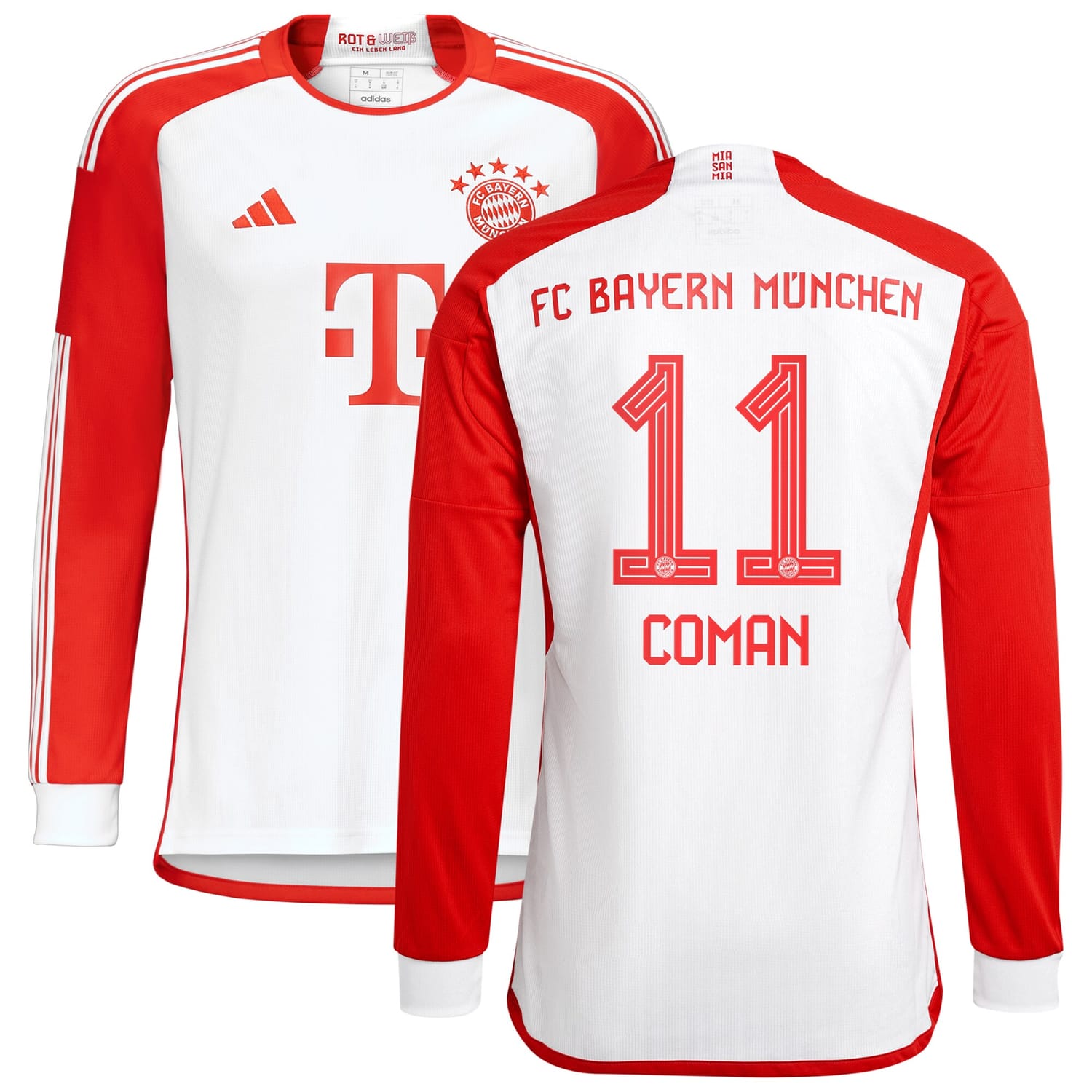 Bundesliga Bayern Munich Home Jersey Shirt Long Sleeve White 2023-24 player Kingsley Coman printing for Men