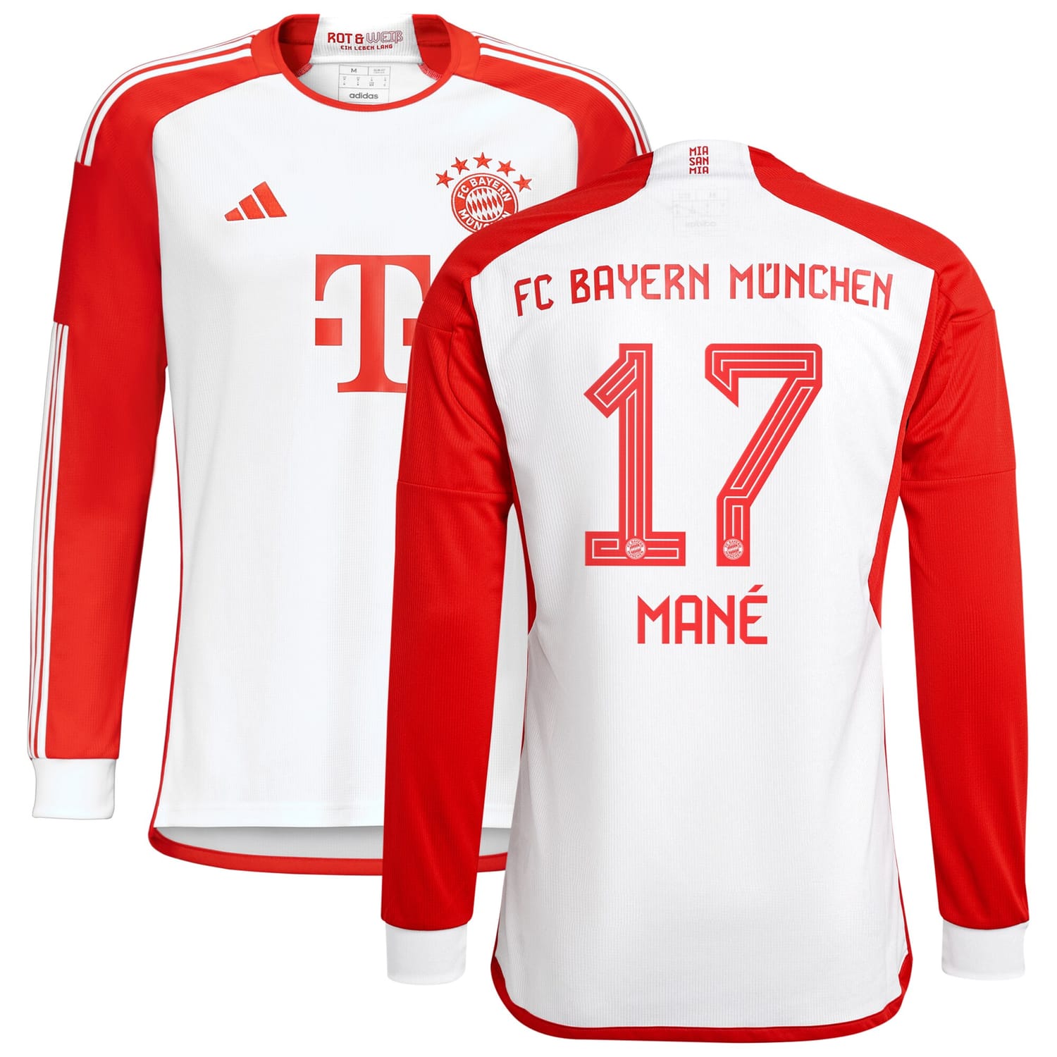 Bundesliga Bayern Munich Home Jersey Shirt Long Sleeve White 2023-24 player Sadio Mané printing for Men