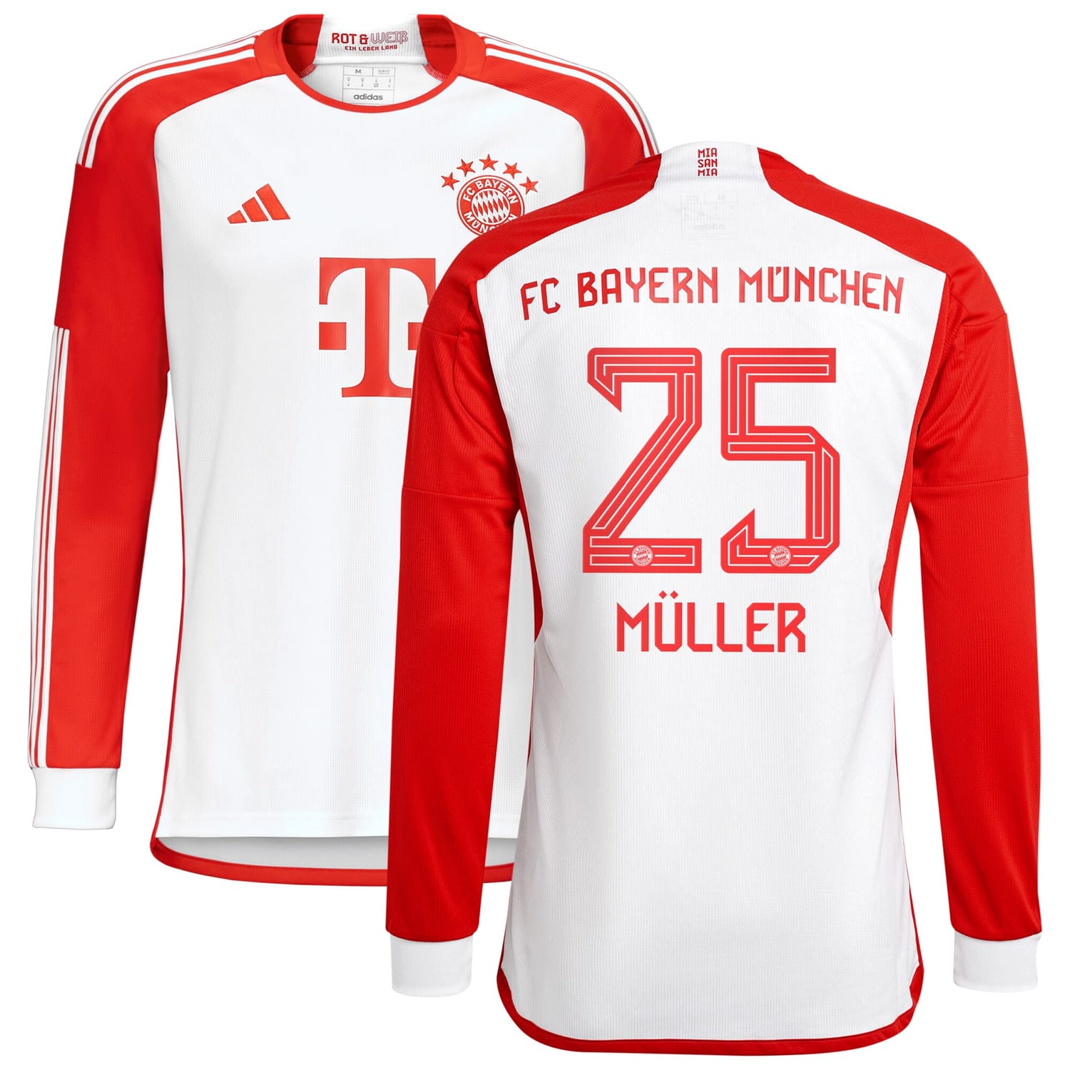 Bundesliga Bayern Munich Home Jersey Shirt Long Sleeve White 2023-24 player Thomas Müller printing for Men