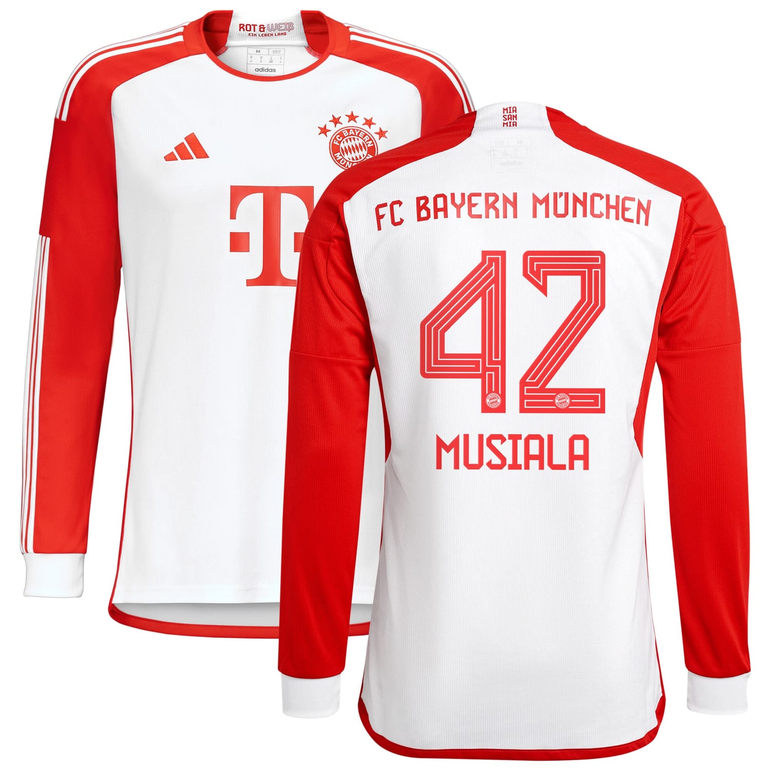 Bundesliga Bayern Munich Home Jersey Shirt Long Sleeve White 2023-24 player Jamal Musiala printing for Men
