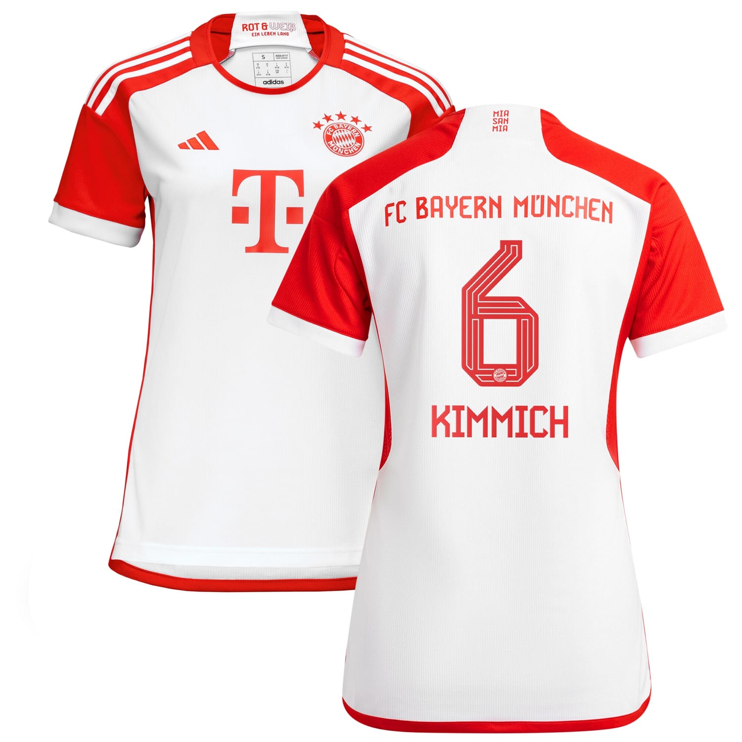 Bundesliga Bayern Munich Home Jersey Shirt White 2023-24 player Joshua Kimmich printing for Women