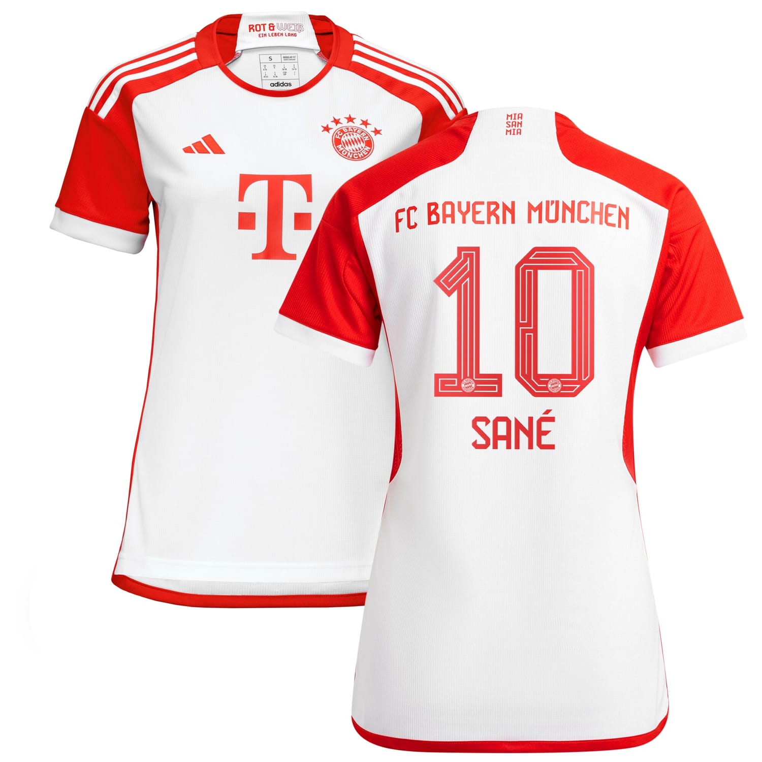 Bundesliga Bayern Munich Home Jersey Shirt White 2023-24 player Leroy Sané printing for Women