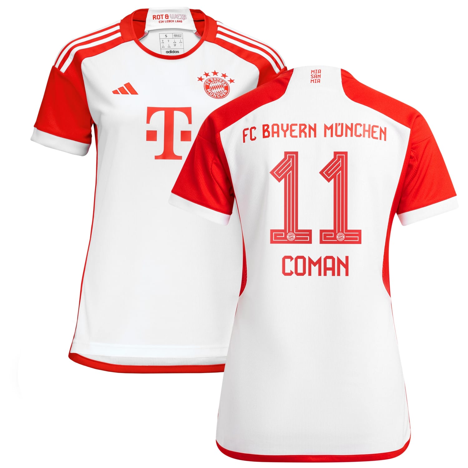 Bundesliga Bayern Munich Home Jersey Shirt White 2023-24 player Kingsley Coman printing for Women