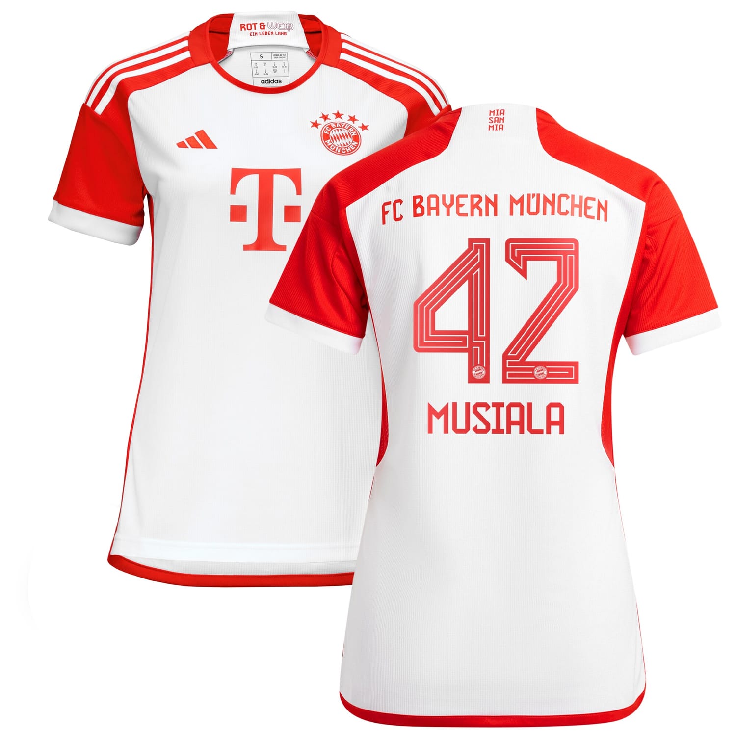 Bundesliga Bayern Munich Home Jersey Shirt White 2023-24 player Jamal Musiala printing for Women