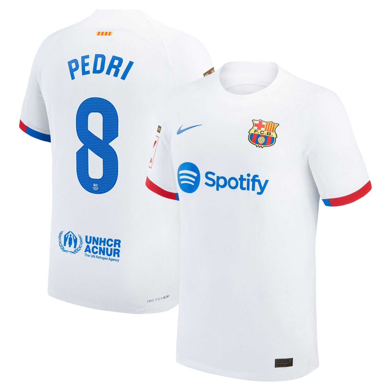 La Liga Barcelona Away Authentic Jersey Shirt White 2023-24 player Pedri printing for Men