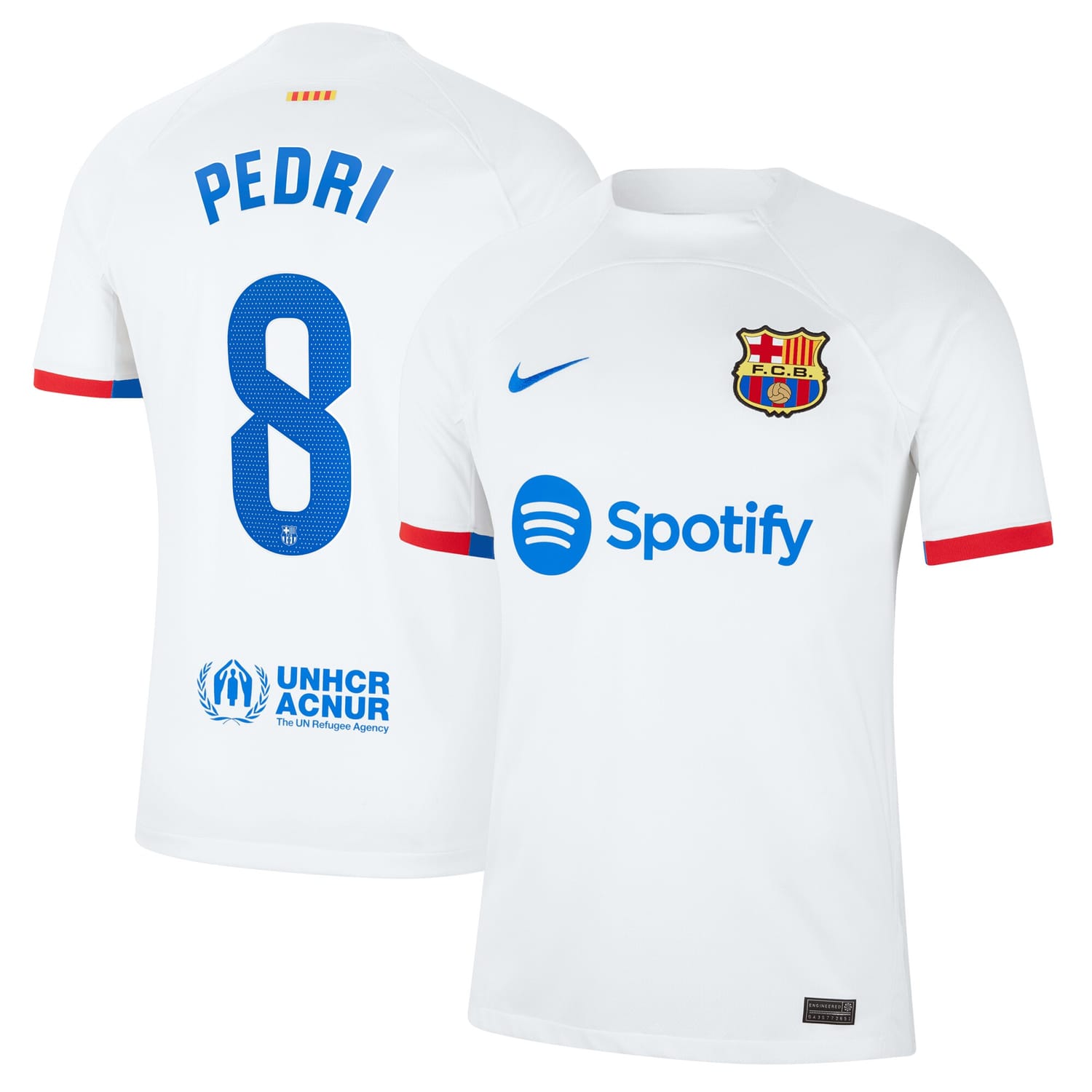 La Liga Barcelona Away Jersey Shirt White 2023-24 player Pedri printing for Men