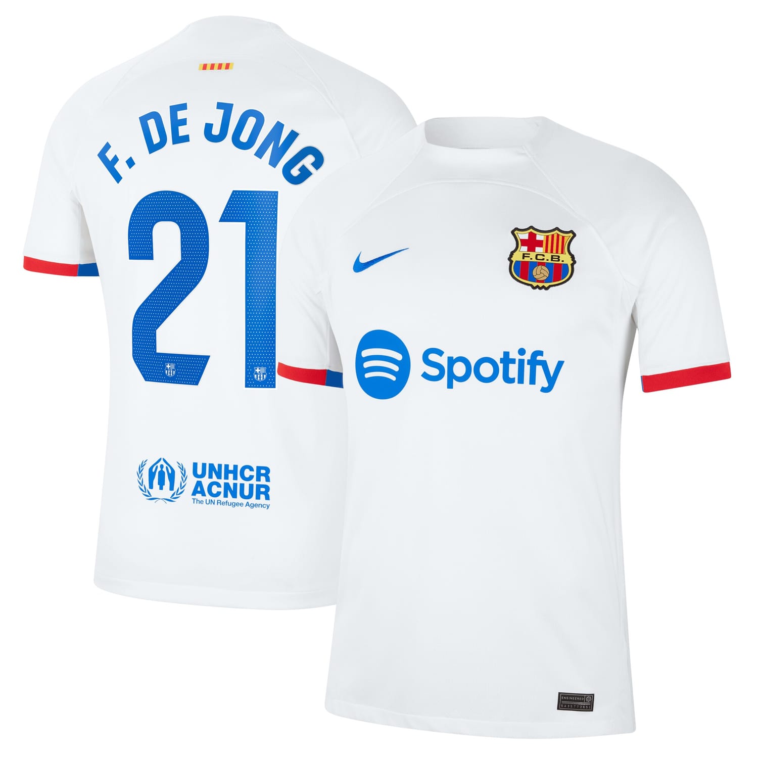 La Liga Barcelona Away Jersey Shirt White 2023-24 player Frenkie de Jong printing for Men