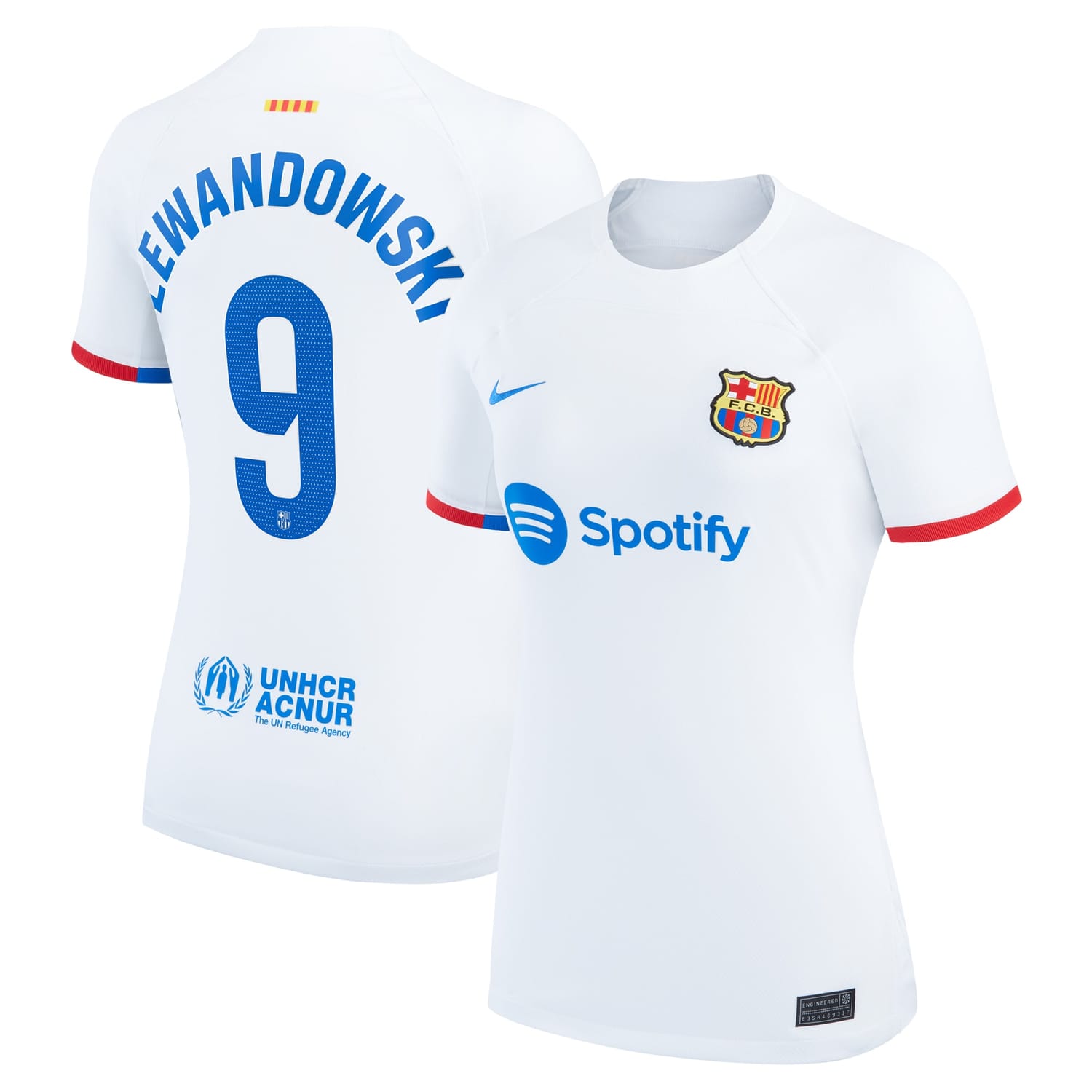 La Liga Barcelona Away Jersey Shirt White 2023-24 player Robert Lewandowski printing for Women