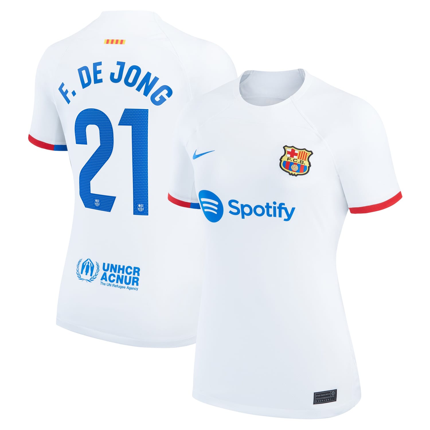 La Liga Barcelona Away Jersey Shirt White 2023-24 player Frenkie de Jong printing for Women