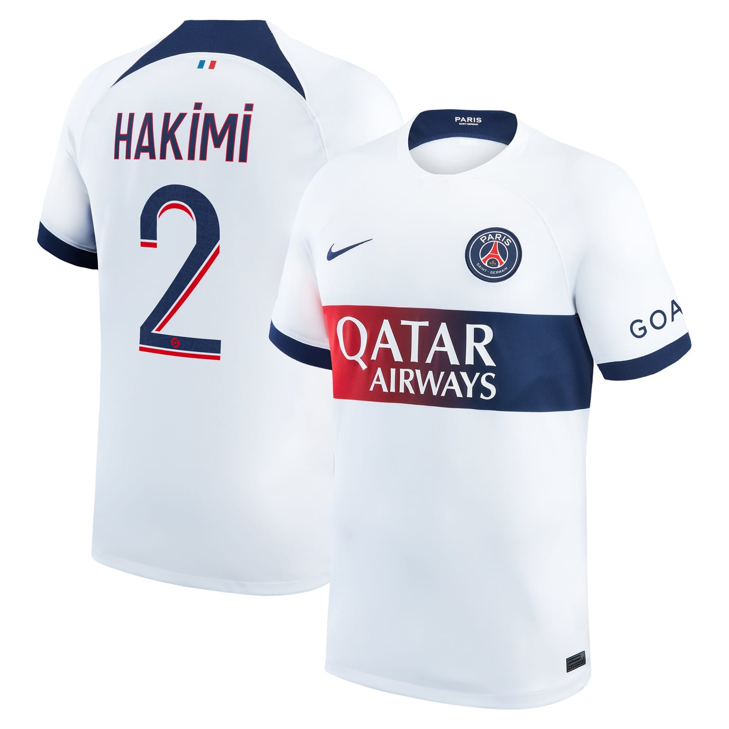 Ligue 1 Paris Saint-Germain Away Jersey Shirt White 2023-24 player Achraf Hakimi printing for Men
