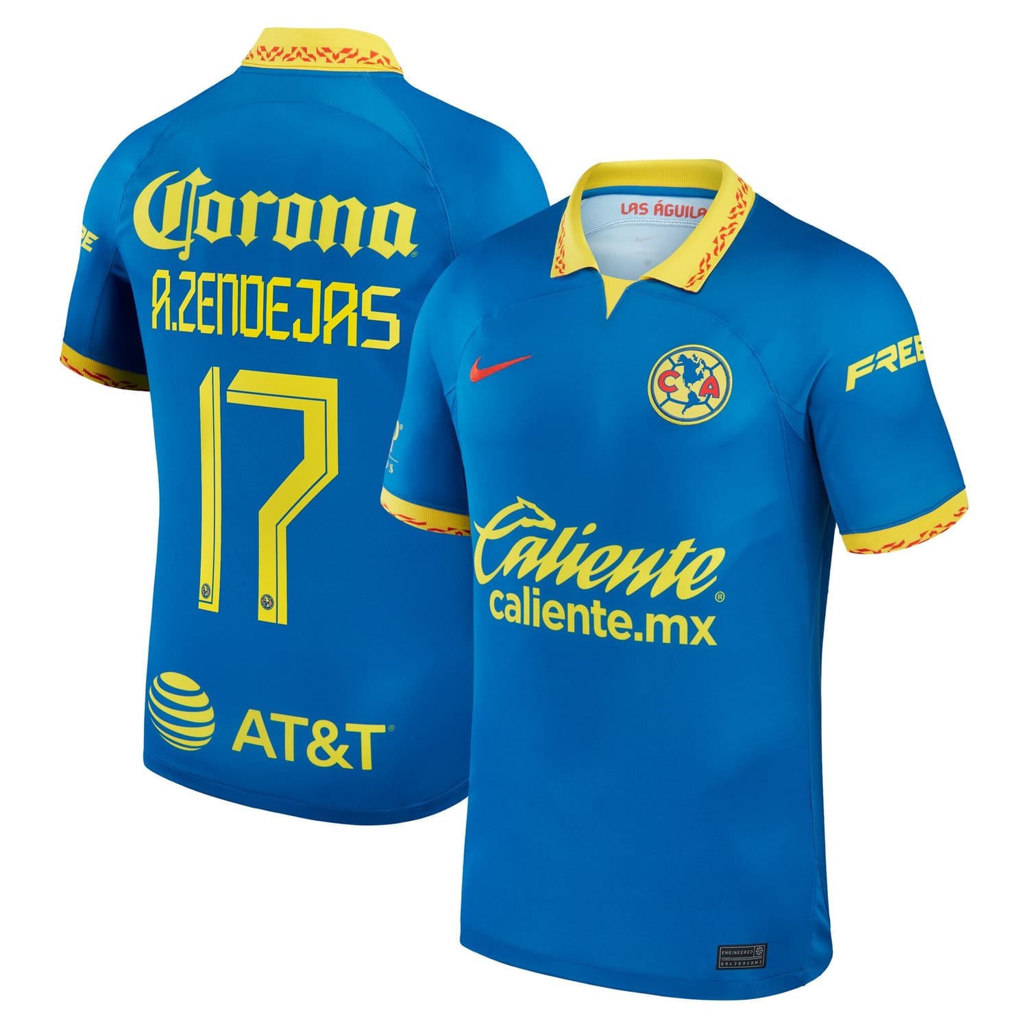 Liga MX Club America Away Jersey Shirt Blue 2023-24 player Alejandro Zendejas printing for Men