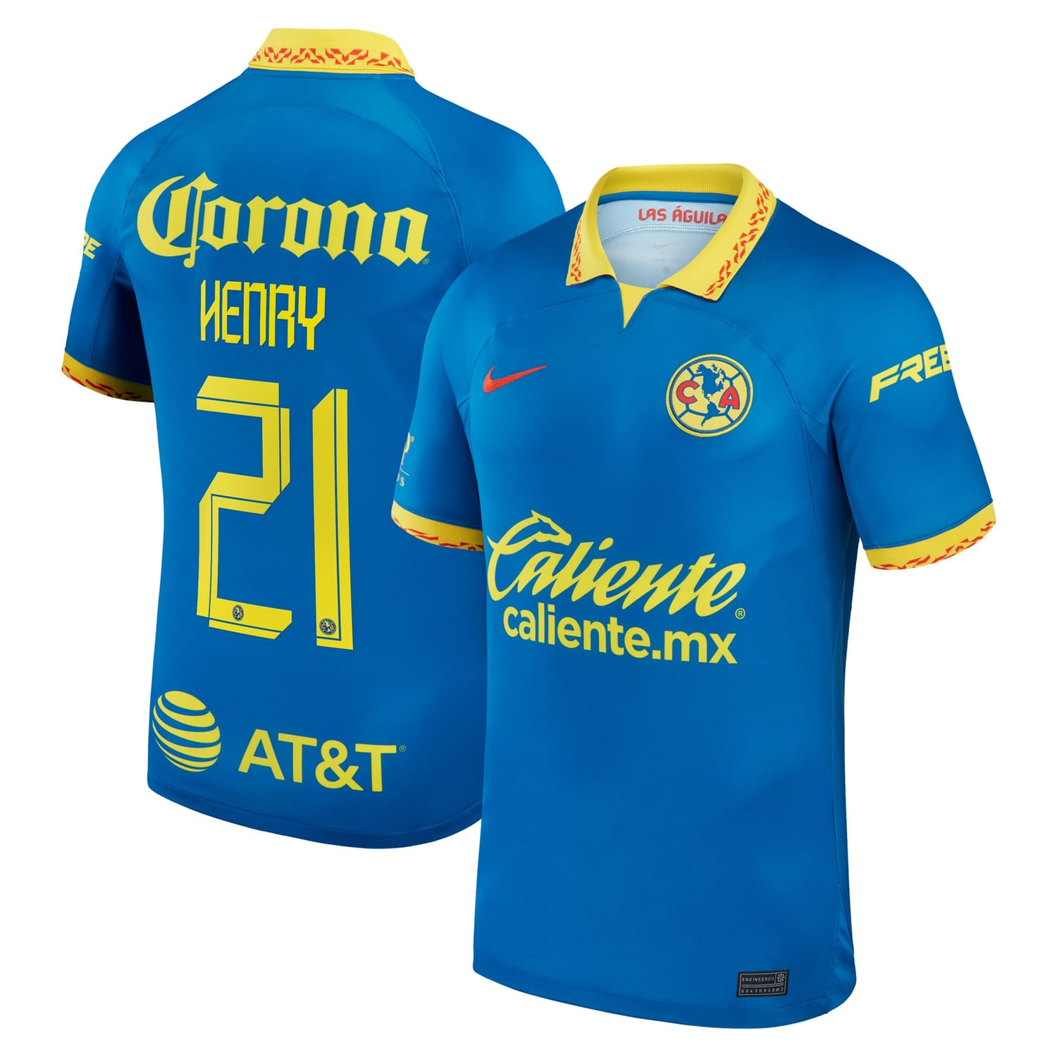 Liga MX Club America Away Jersey Shirt Blue 2023-24 player Henry Martin printing for Men
