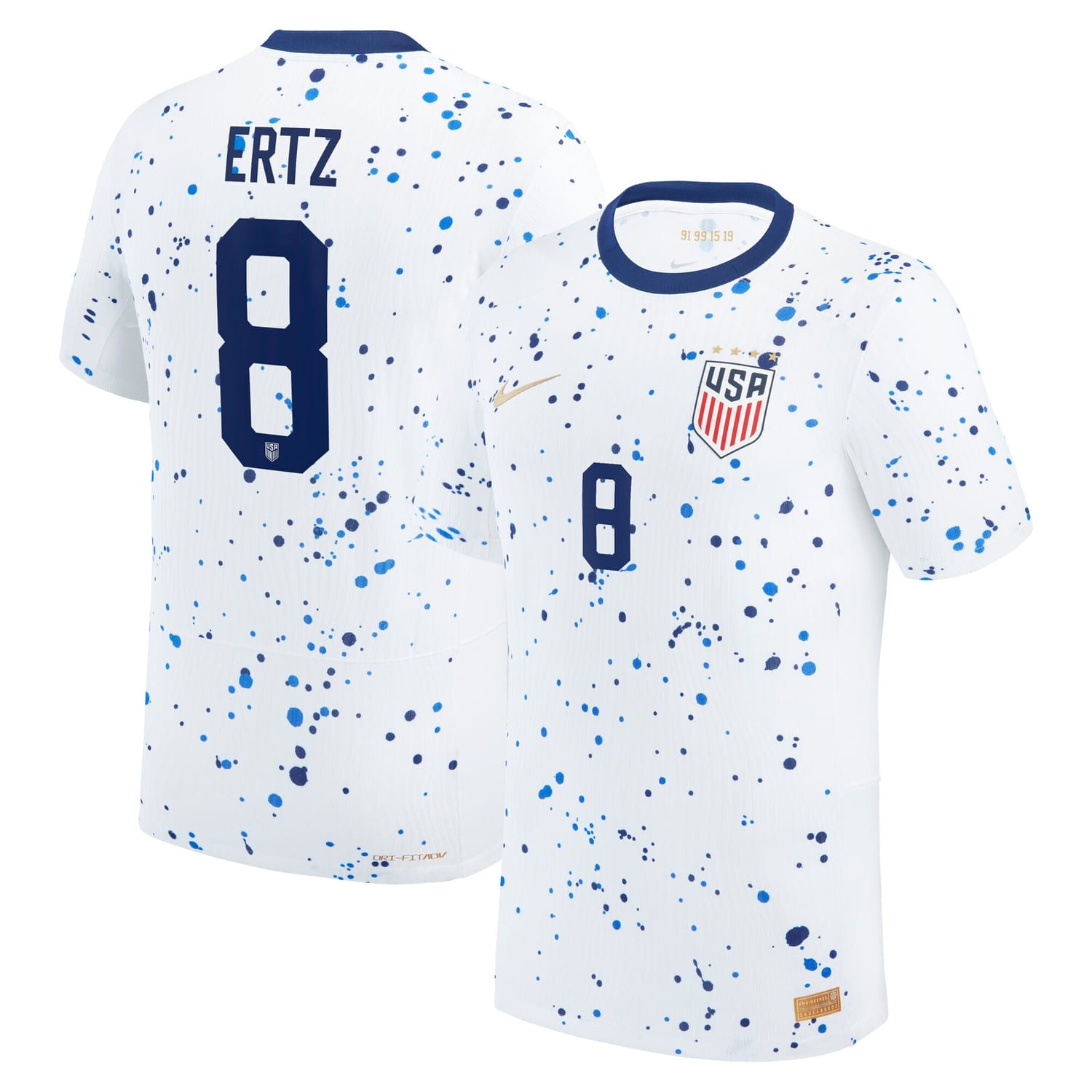 USWNT Home Authentic Jersey Shirt White 2023 player Julie Ertz printing for Men