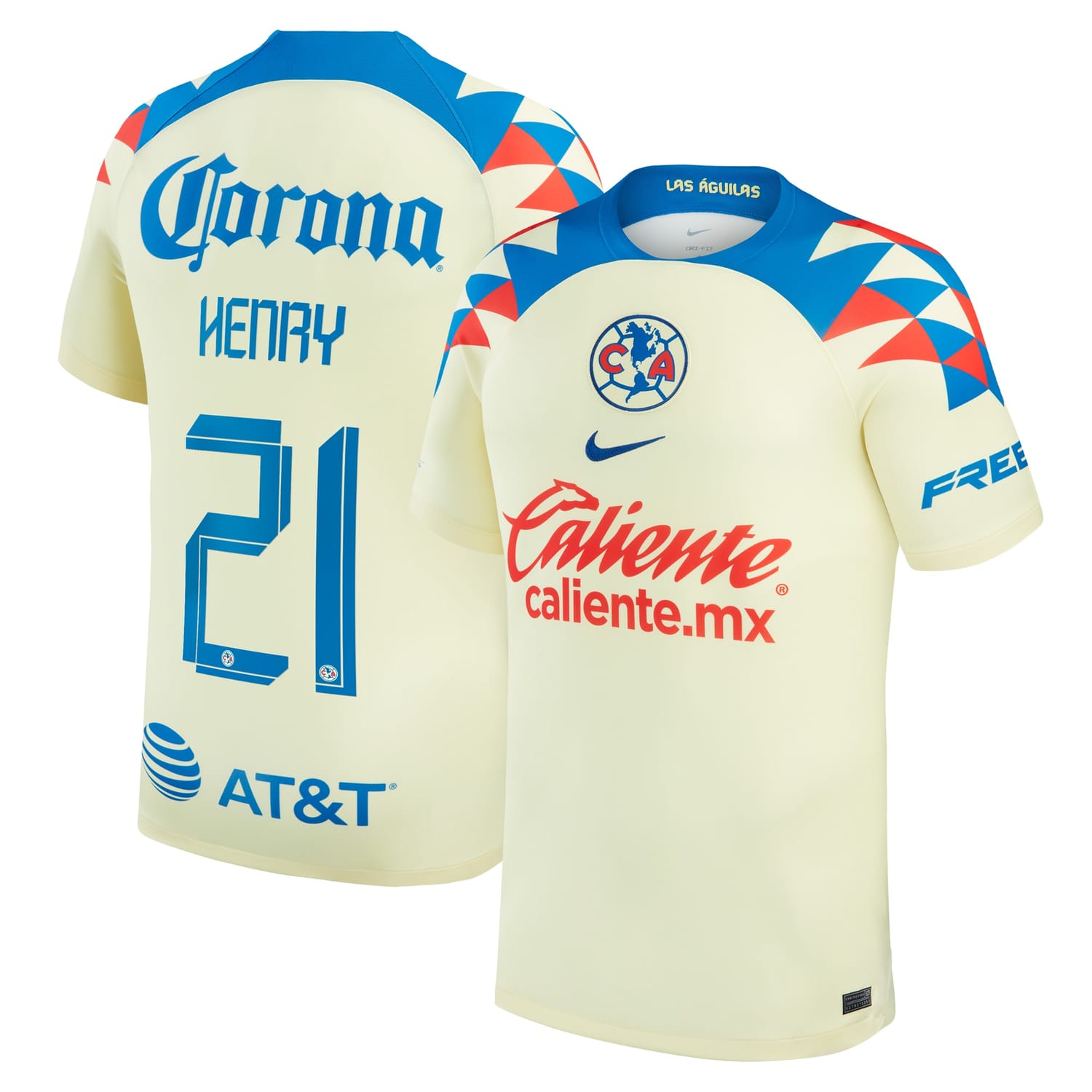 Liga MX Club America Home Jersey Shirt Yellow 2023-24 player Henry Martin printing for Men