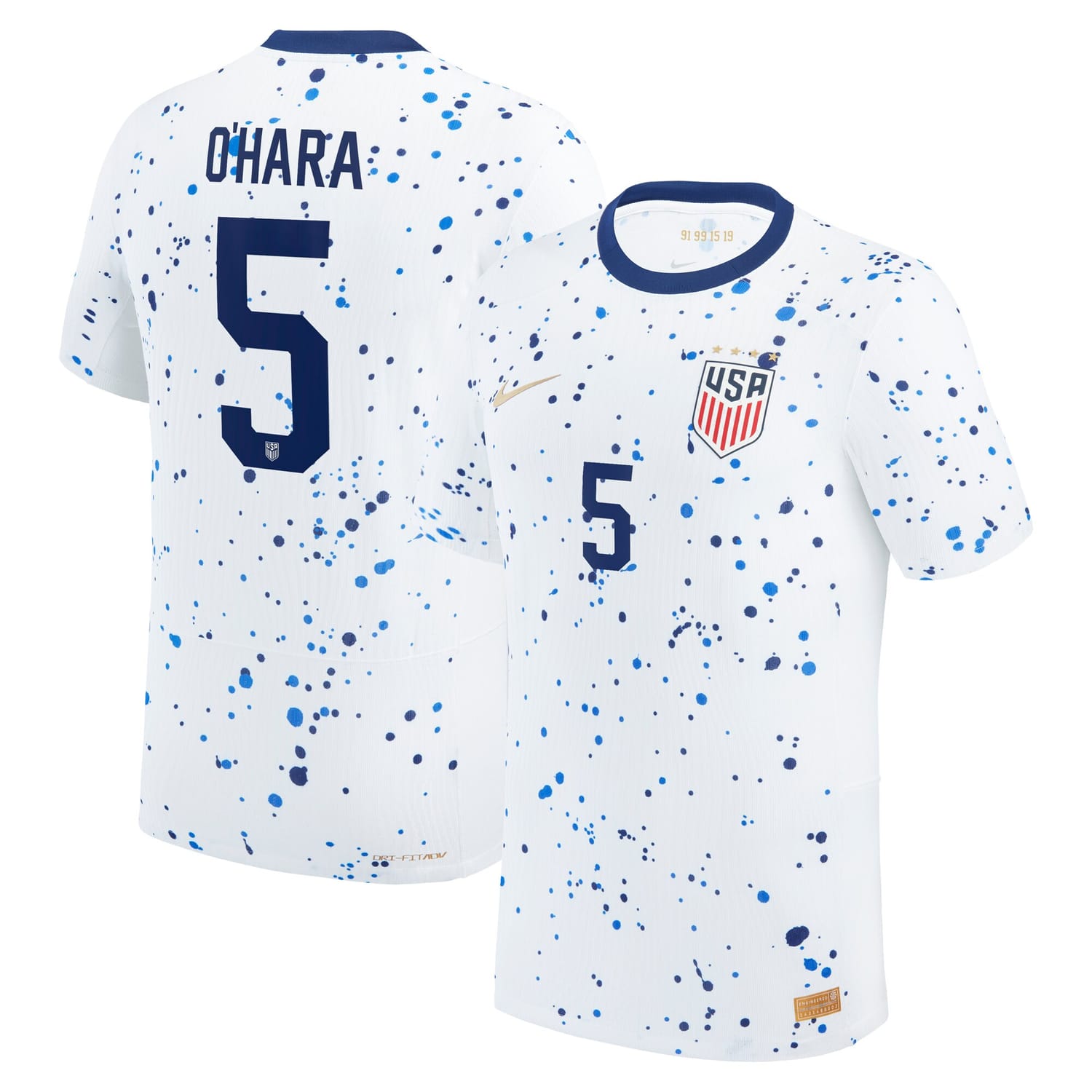 USWNT Home Authentic Jersey Shirt White 2023 player Kelley O'Hara printing for Men