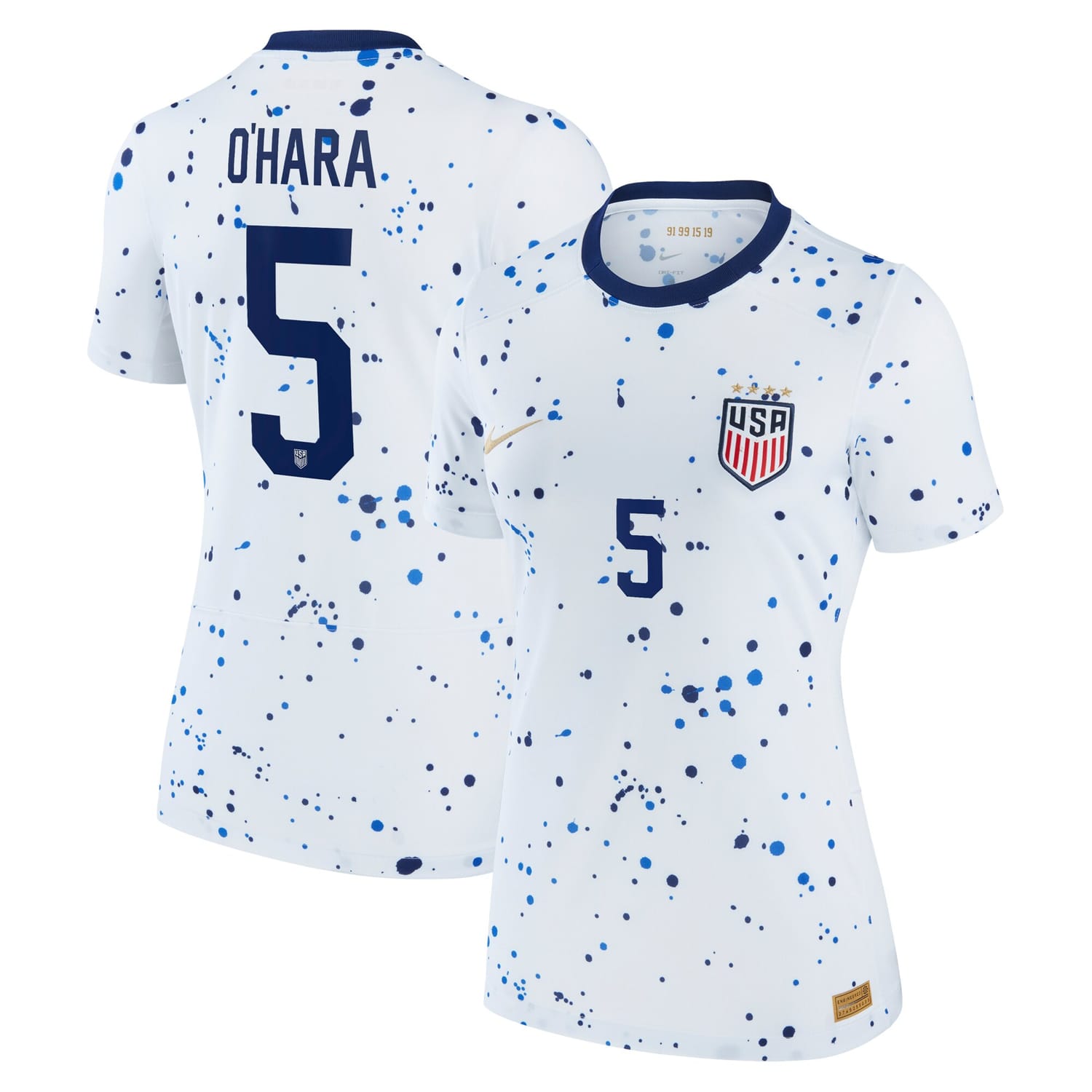 USWNT Home Jersey Shirt White 2023 player Kelley O'Hara printing for Women