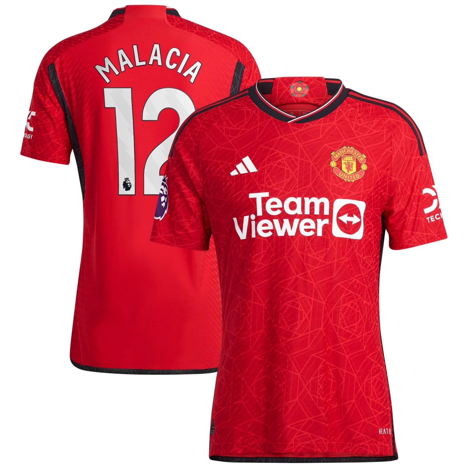 Premier League Manchester United Home Authentic Jersey Shirt Red 2023-24 player Tyrell Malacia printing for Men