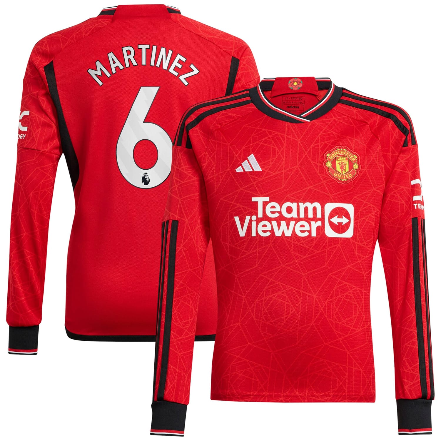 Premier League Manchester United Home Jersey Shirt Long Sleeve Red 2023-24 player Lisandro Martínez printing for Men