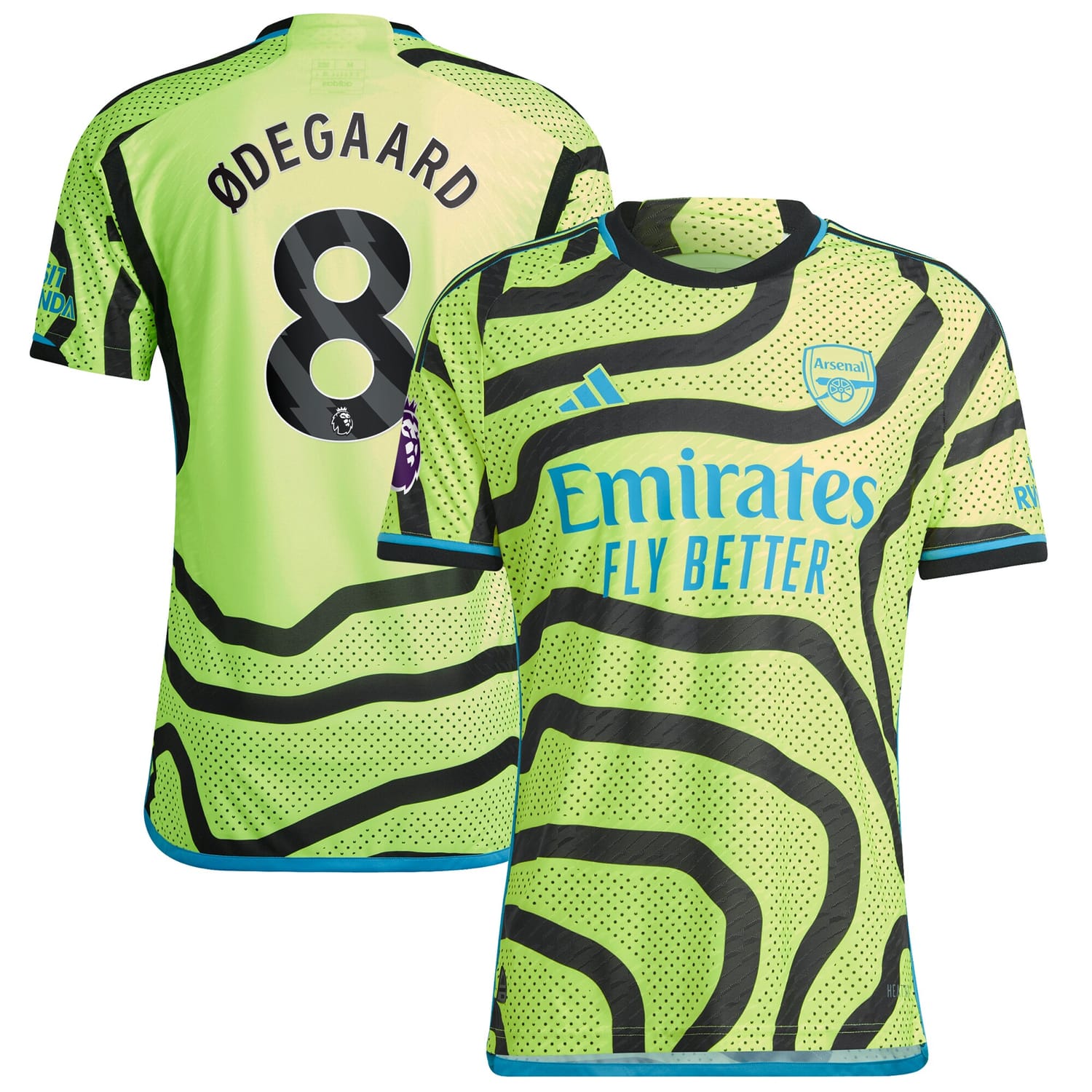Premier League Arsenal Away Authentic Jersey Shirt Yellow 2023-24 player Martin Odegaard printing for Men