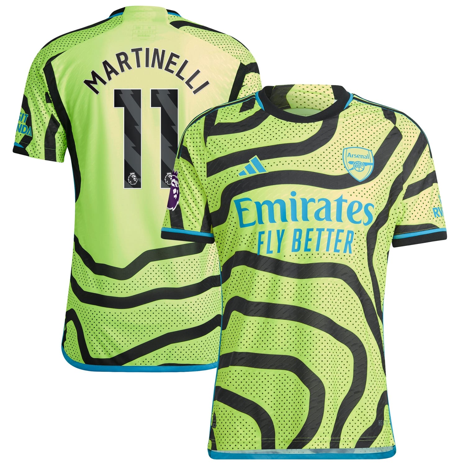 Premier League Arsenal Away Authentic Jersey Shirt Yellow 2023-24 player Gabriel Martinelli printing for Men
