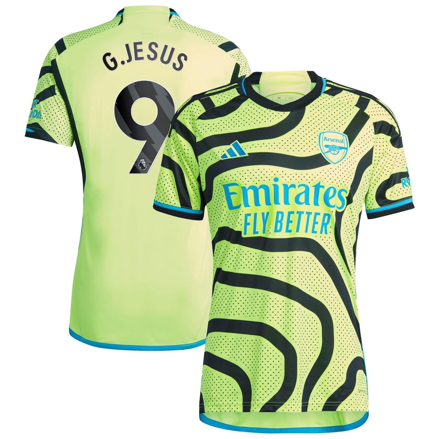 Premier League Arsenal Away Jersey Shirt Yellow 2023-24 player Gabriel Jesus printing for Men