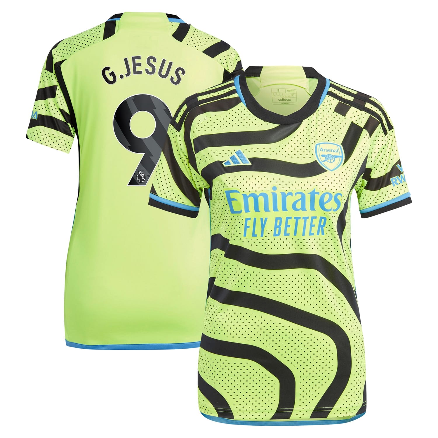 Premier League Arsenal Away Jersey Shirt Yellow 2023-24 player Gabriel Jesus printing for Women