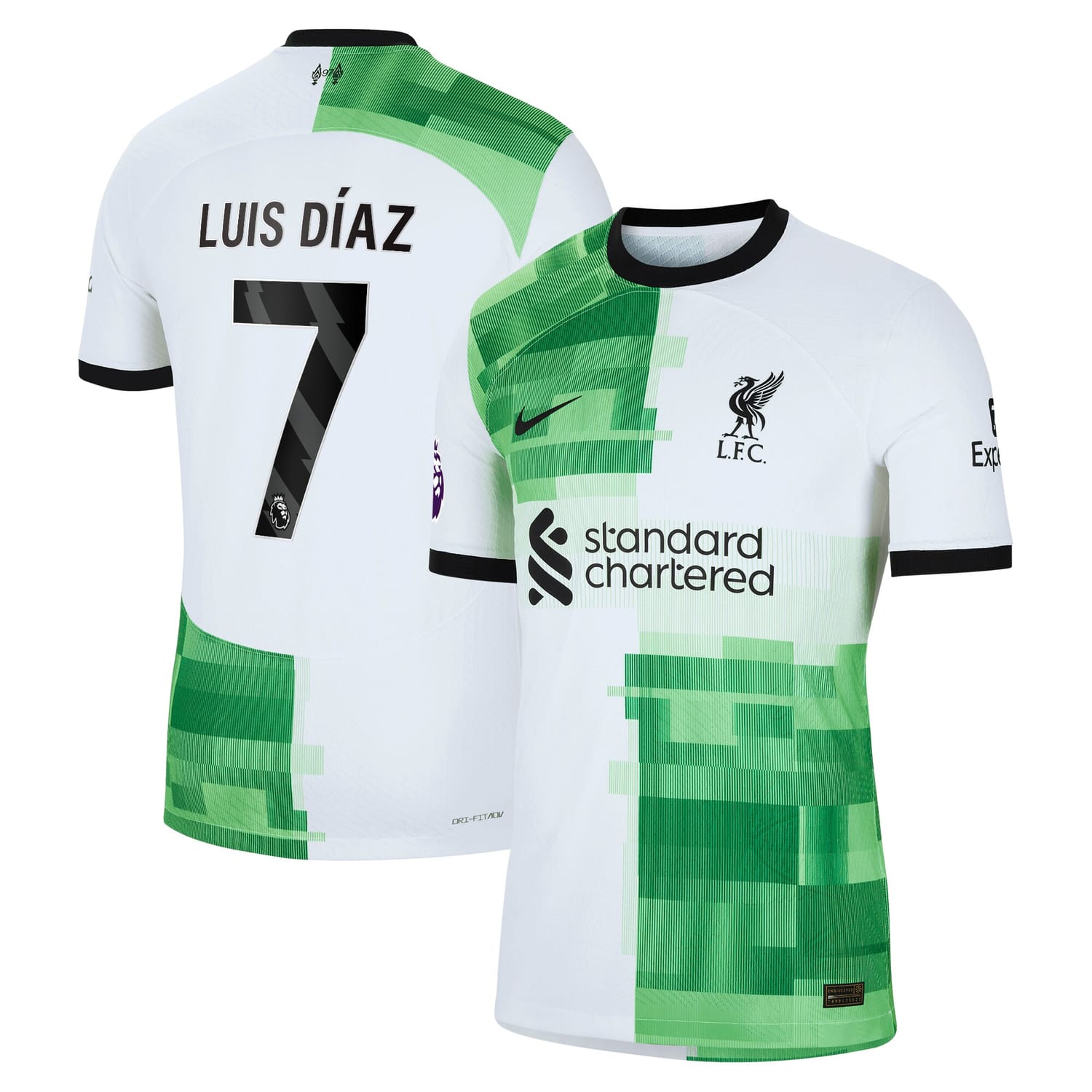 Premier League Liverpool Away Authentic Jersey Shirt White 2023-24 player Luis Diaz printing for Men