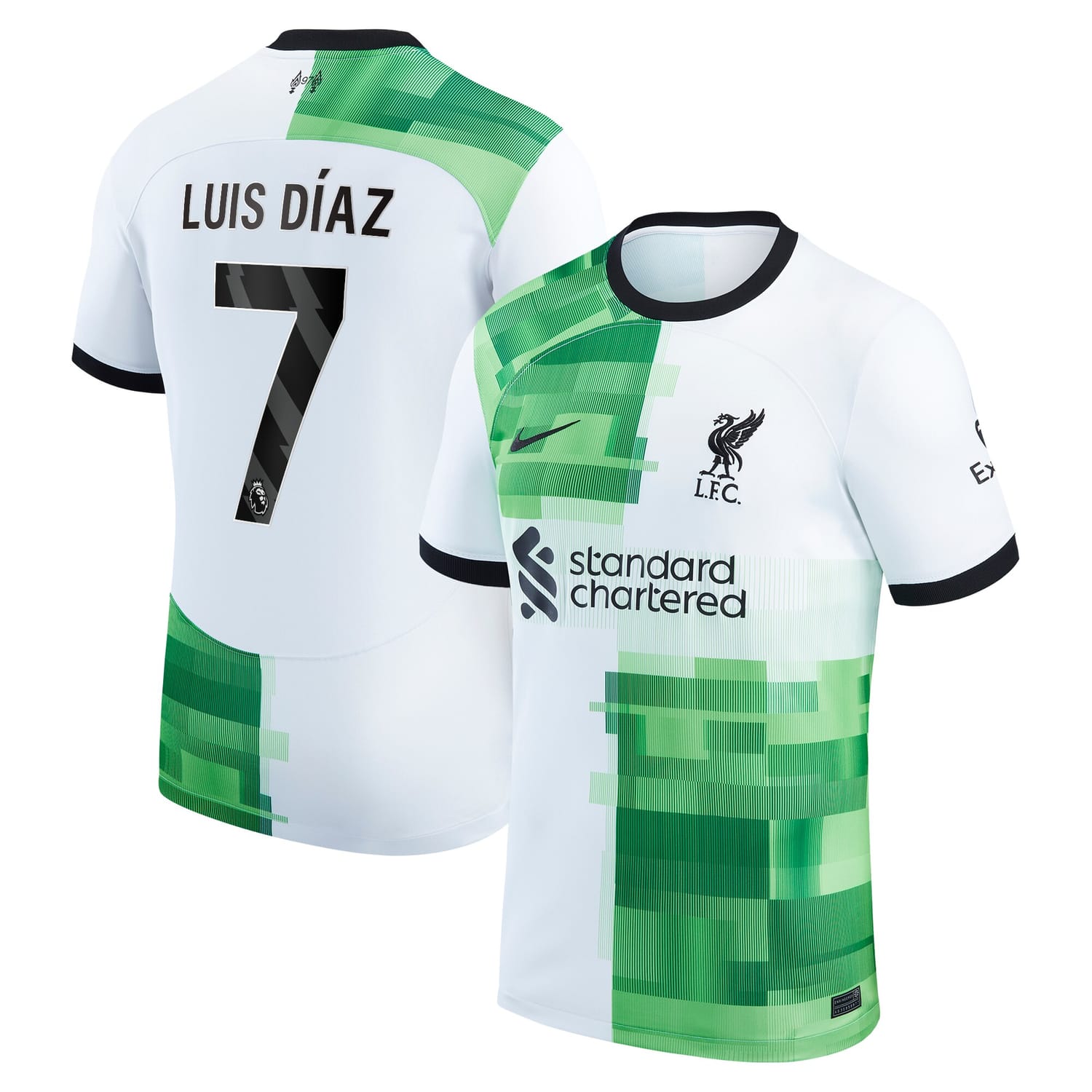 Premier League Liverpool Away Jersey Shirt White 2023-24 player Luis Diaz printing for Men