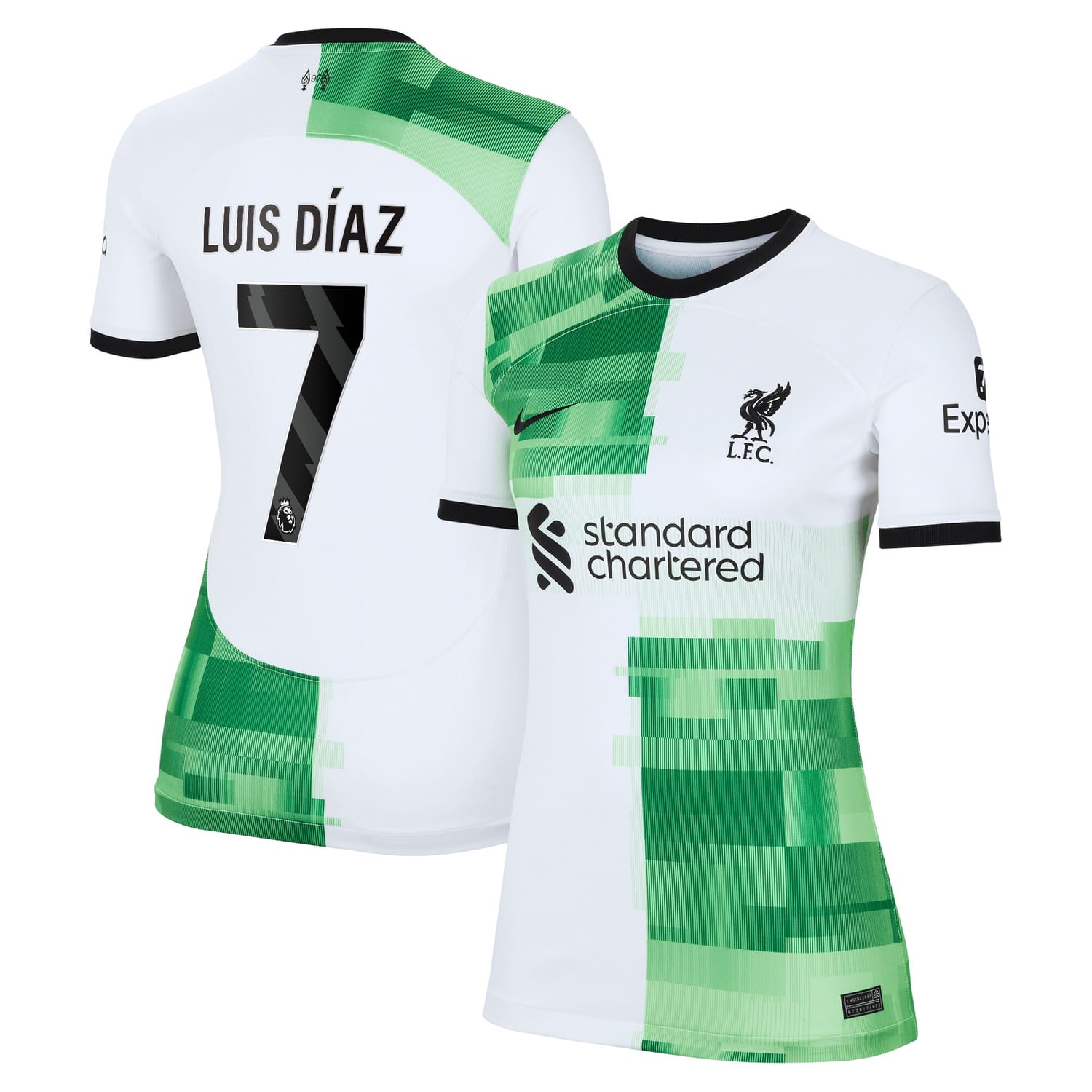 Premier League Liverpool Away Jersey Shirt White 2023-24 player Luis Diaz printing for Women
